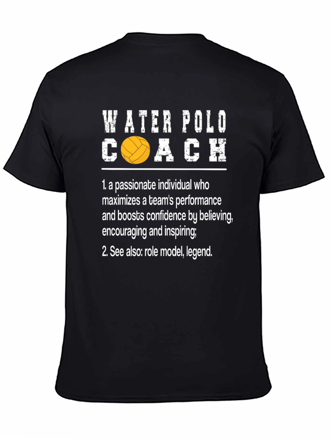 Black Water Polo Coach T-Shirt - Inspiring Legend view 4
