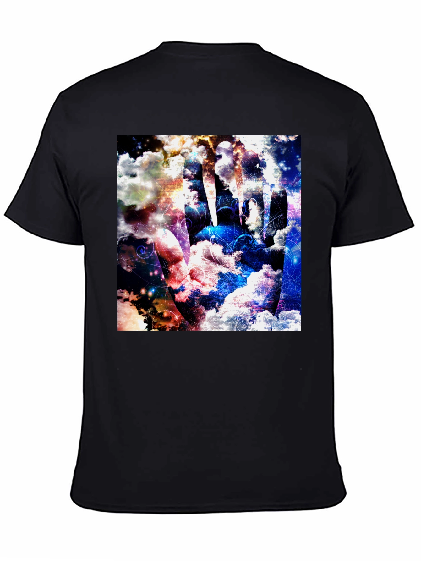 Abstract Cloud Hand Graphic Black Tee - 4