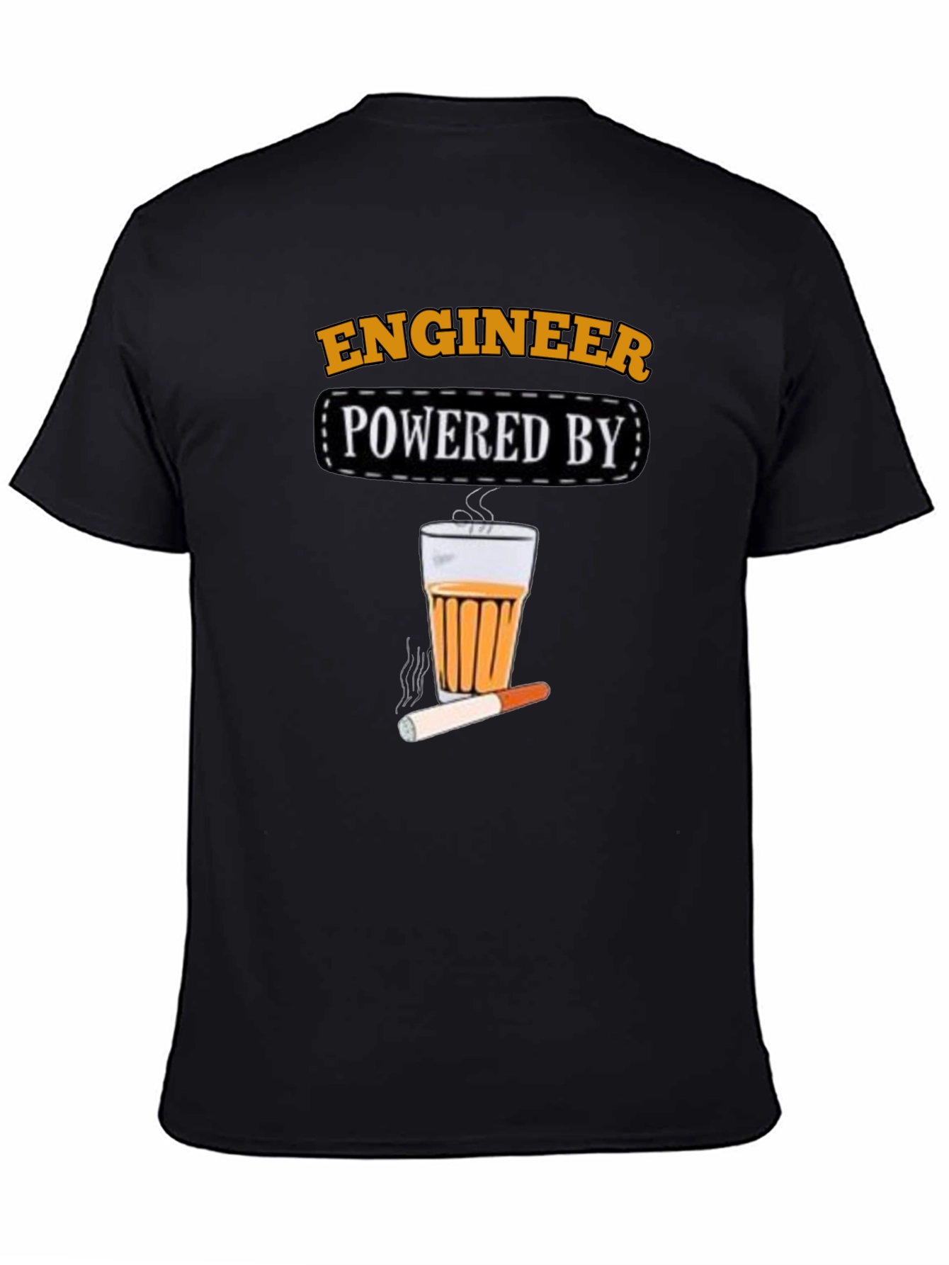 Black Engineer Powered By Tea & Cigarette T-Shirt view 4