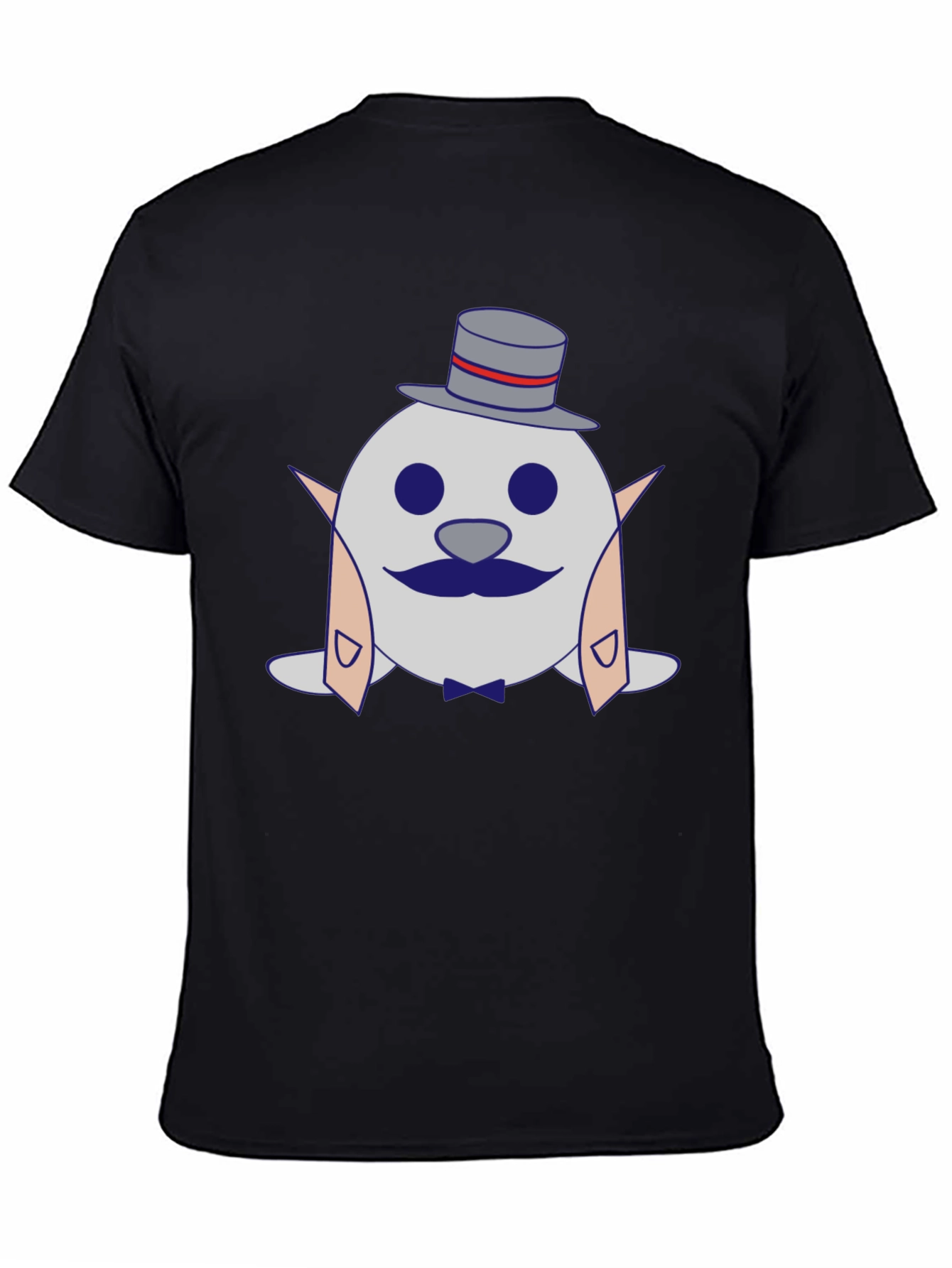 Black Dapper Seal T-Shirt - Cartoon Tuxedo Design view 4
