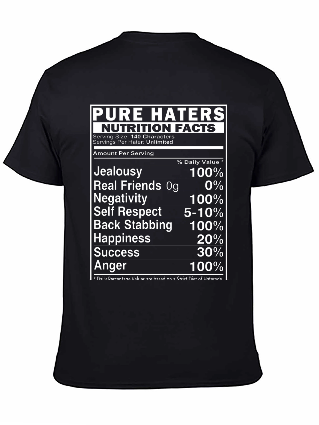 Black Pure Haters Nutrition Facts Black T-Shirt view 4