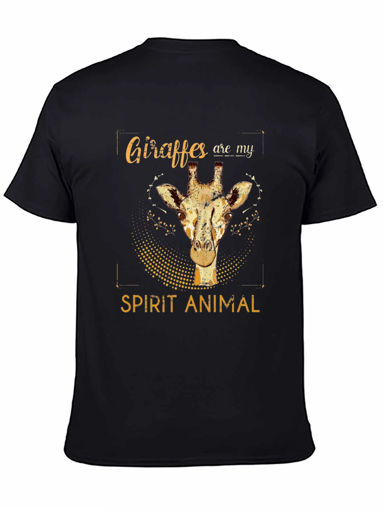 Black Giraffe Spirit Animal Graphic Tee - Black Cotton T-Shirt view 4