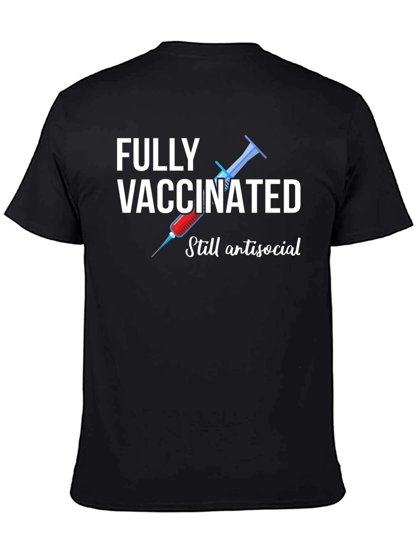 Black Fully Vaccinated Antisocial Graphic Tee view 4