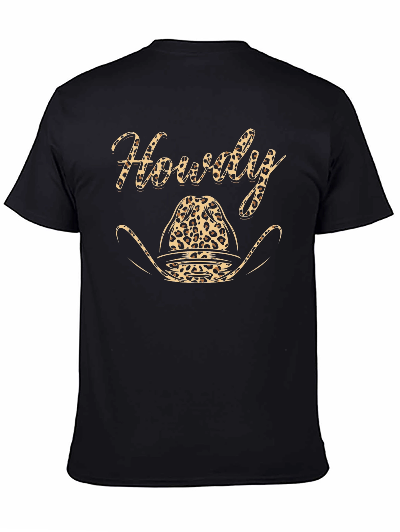Black Howdy Leopard Cowboy Hat Graphic T-Shirt view 4