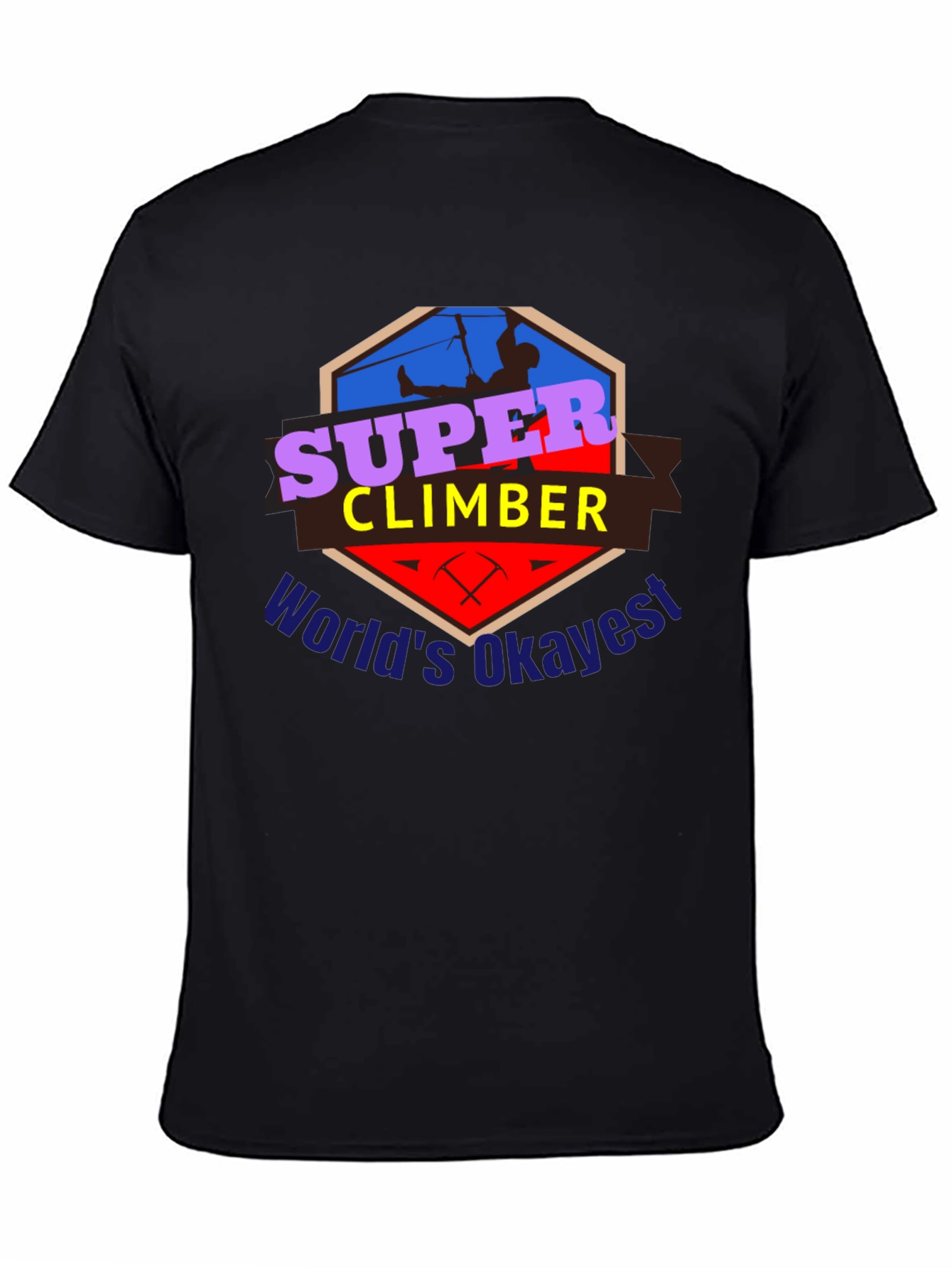 Black Super Climber T-Shirt - World's Okayest Climber Tee view 4