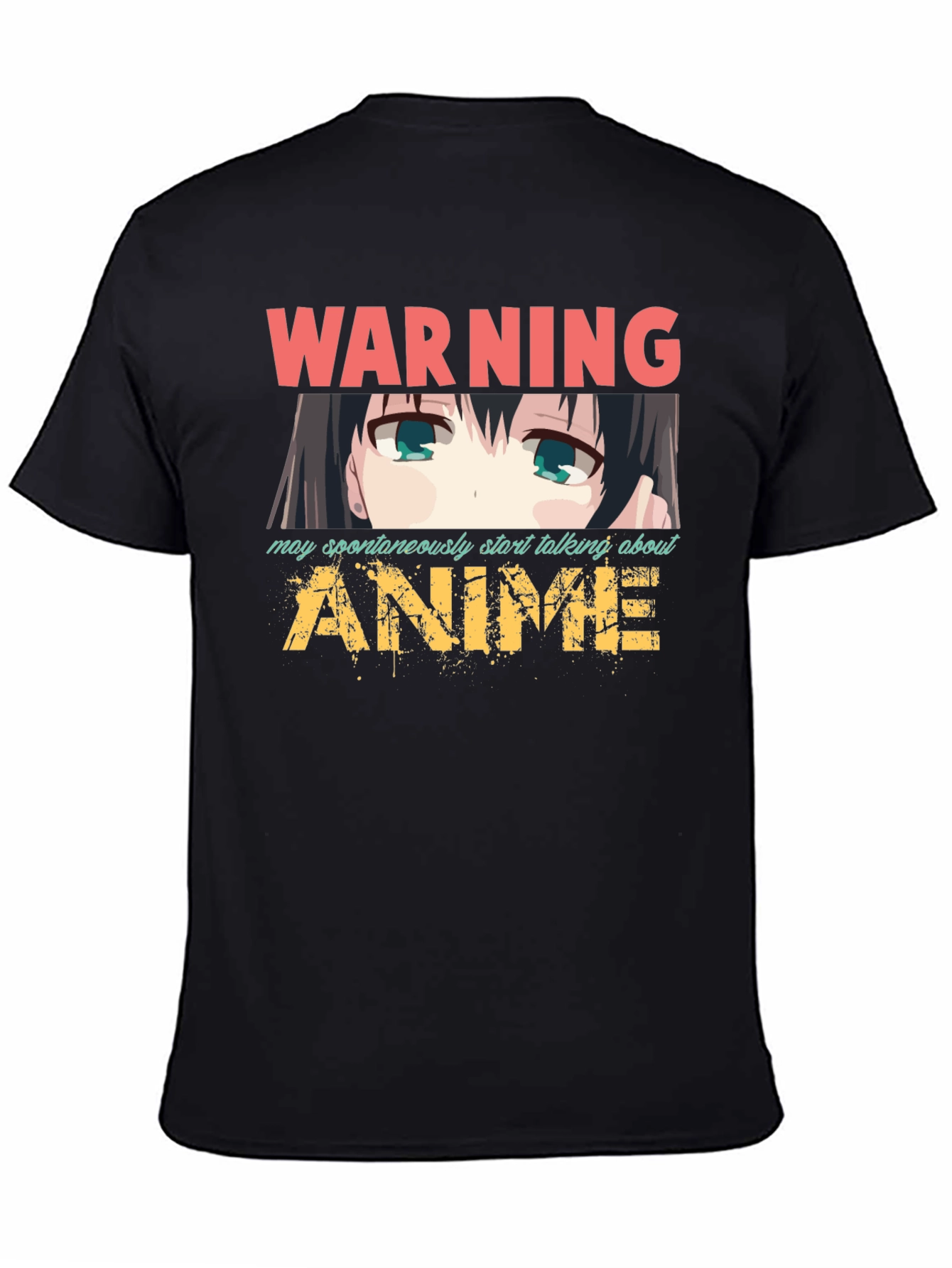 Black Warning Anime T-Shirt view 4