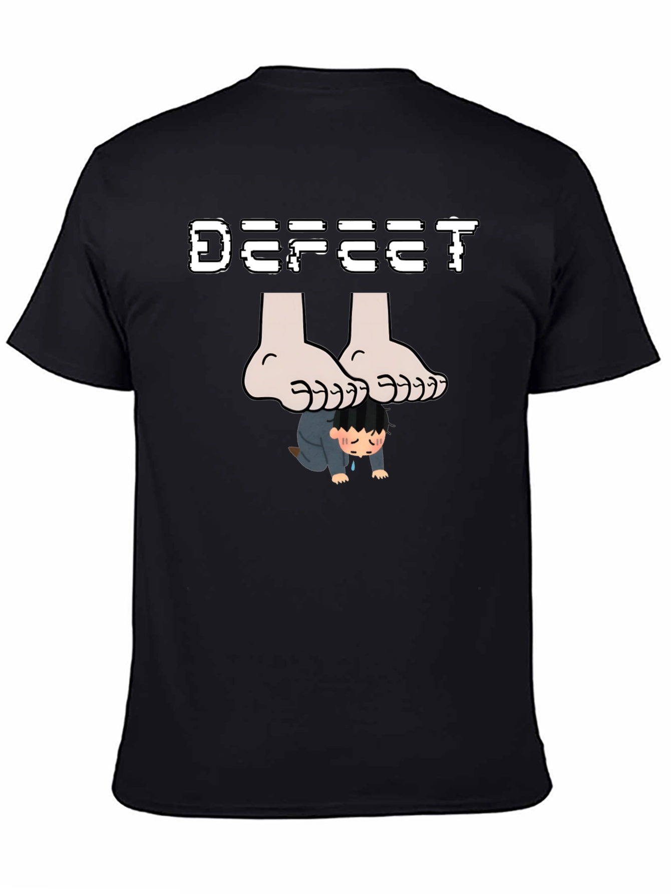 Black Defeet Funny Graphic T-Shirt view 4