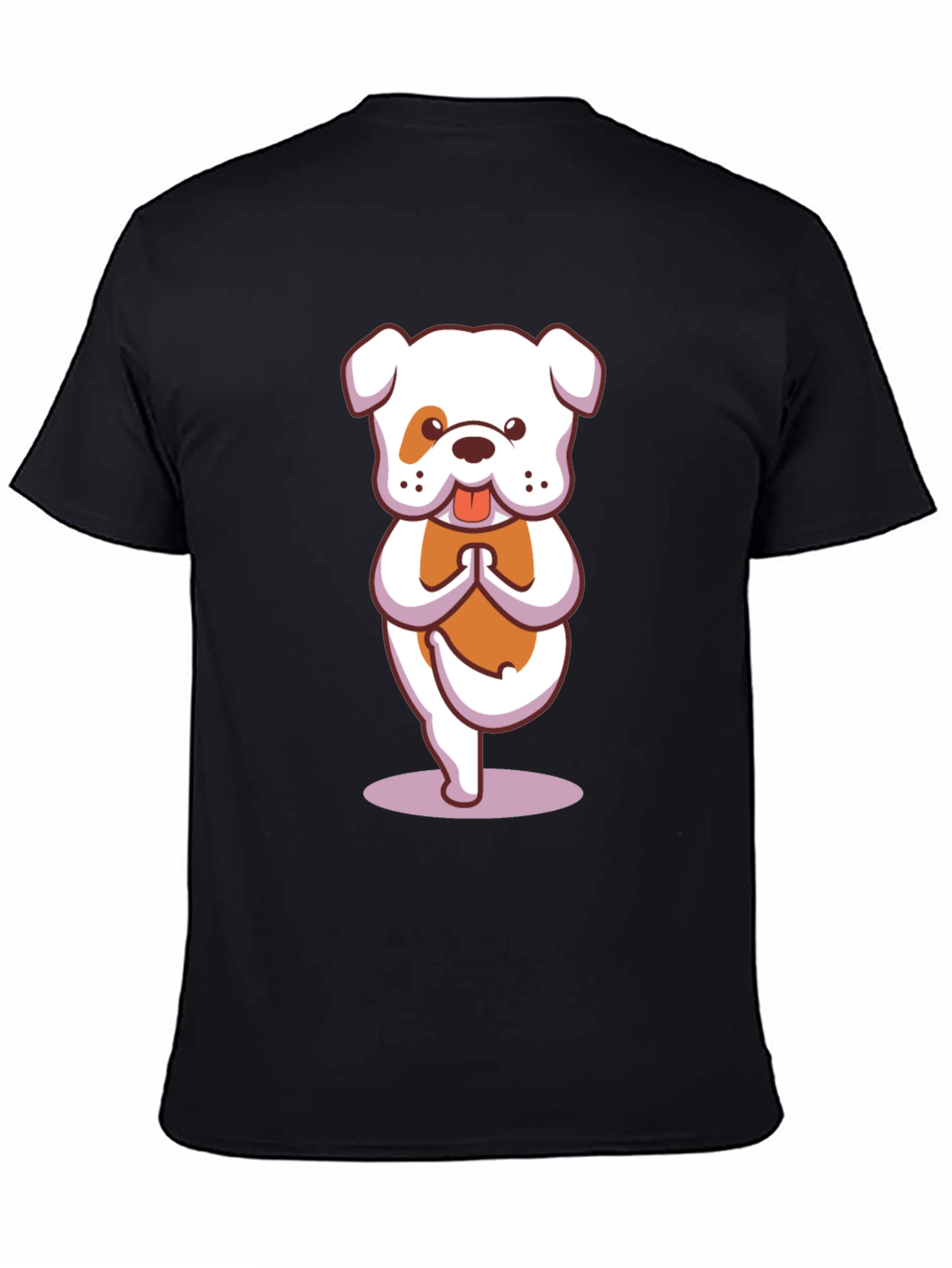 Black Yoga Bulldog Black T-Shirt view 4