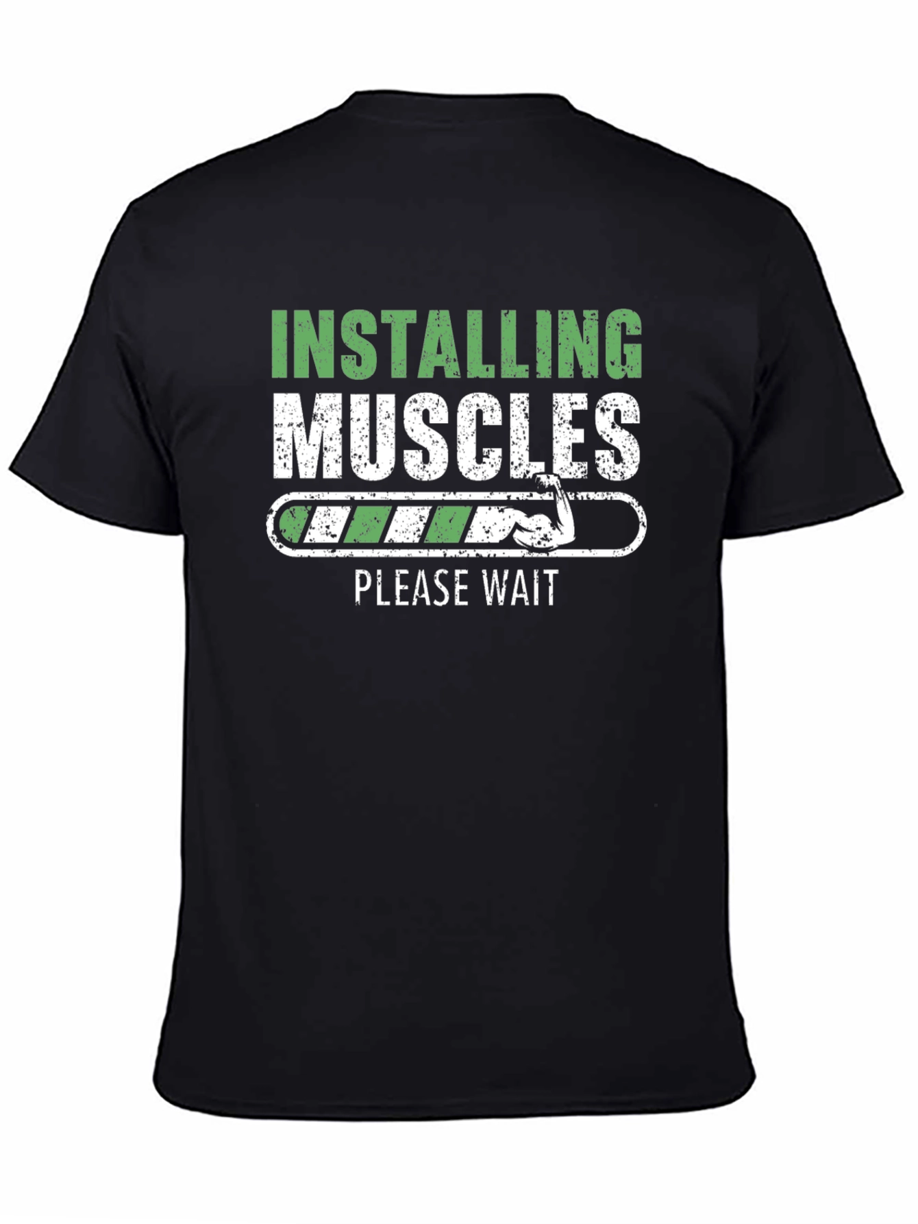 Black Installing Muscles T-Shirt Funny Gym Workout Tee view 4