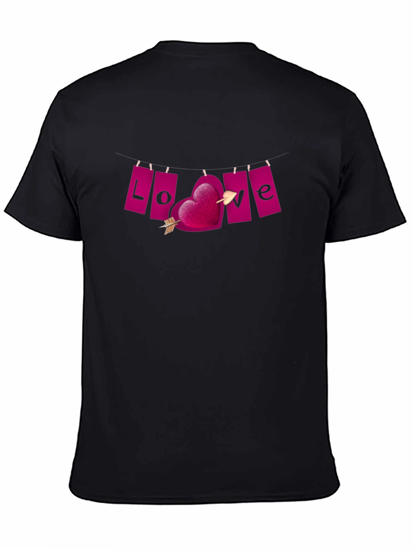 Black Love Arrow Heart T-Shirt - Valentine's Day Tee view 4