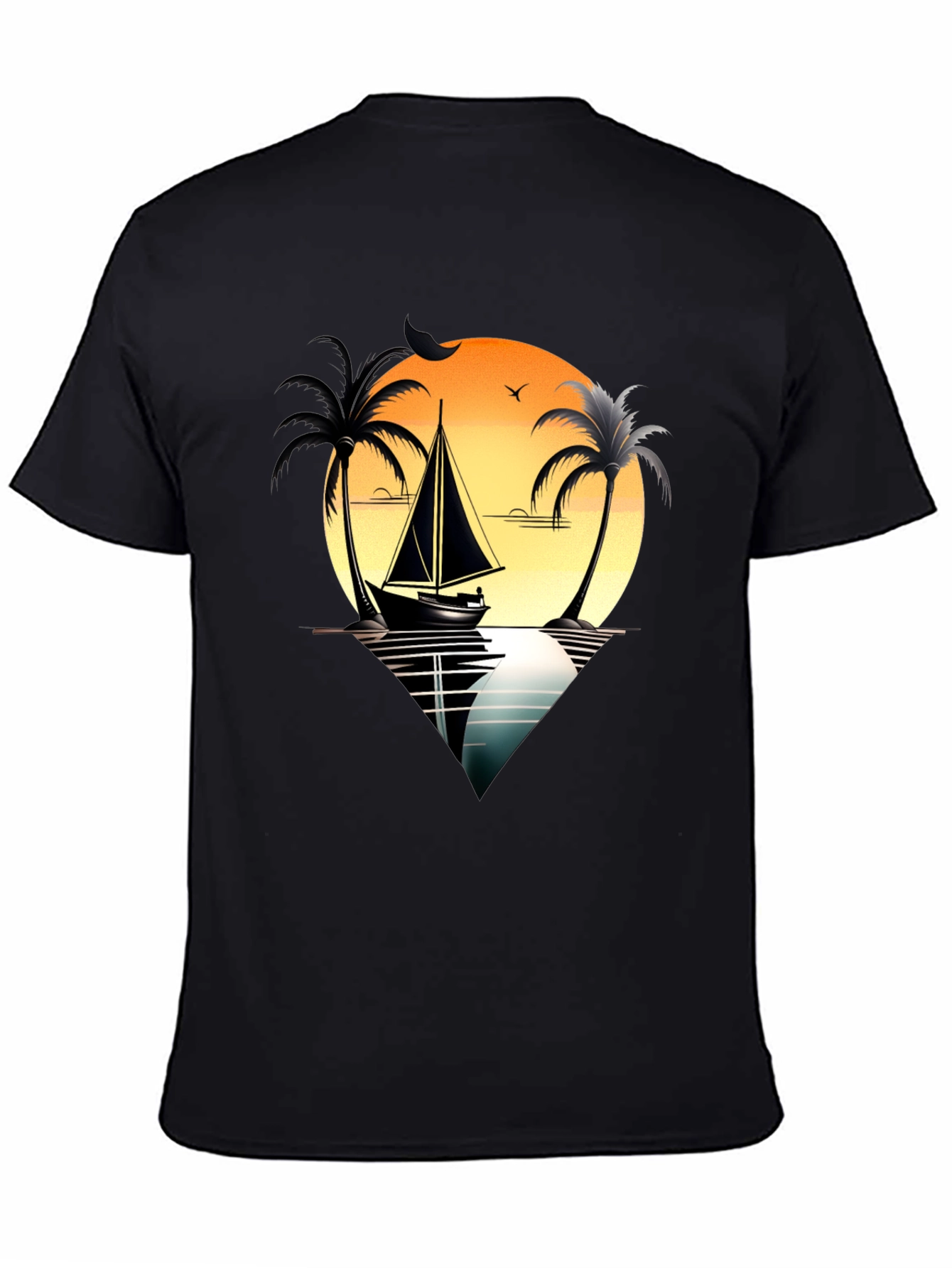 Black Sunset Sail T-Shirt view 4