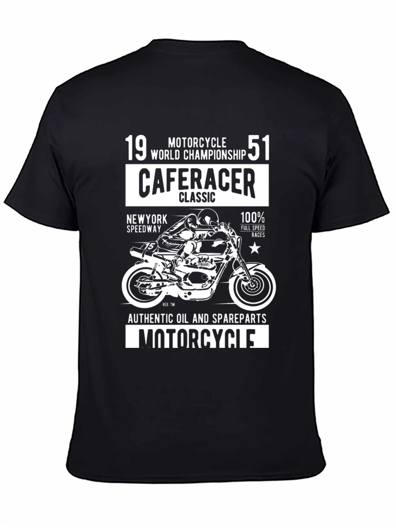 Black Cafe Racer Motorcycle T-Shirt - Vintage Graphic Tee view 4