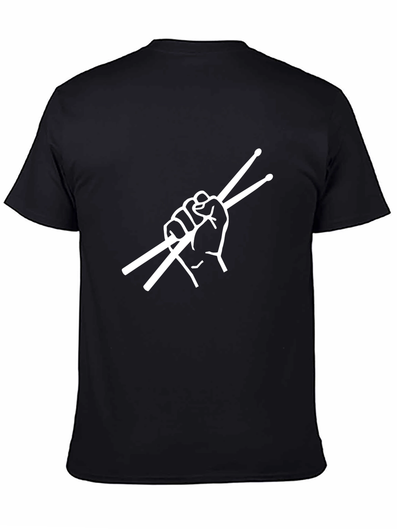 Black Drummer's Hand T-Shirt - Black Cotton Tee view 4