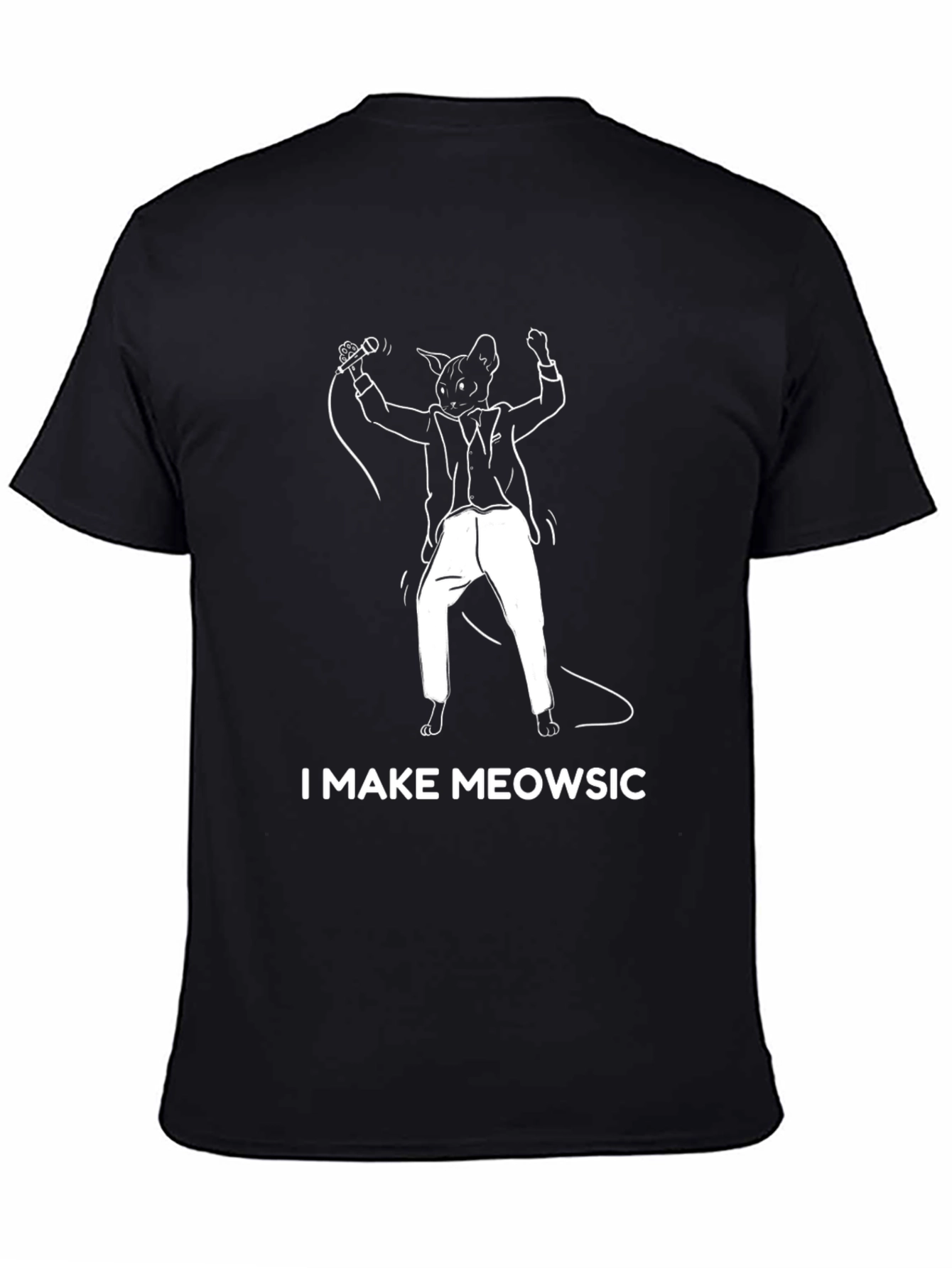 Black I Make Meowsic Funny Cat T-Shirt view 4