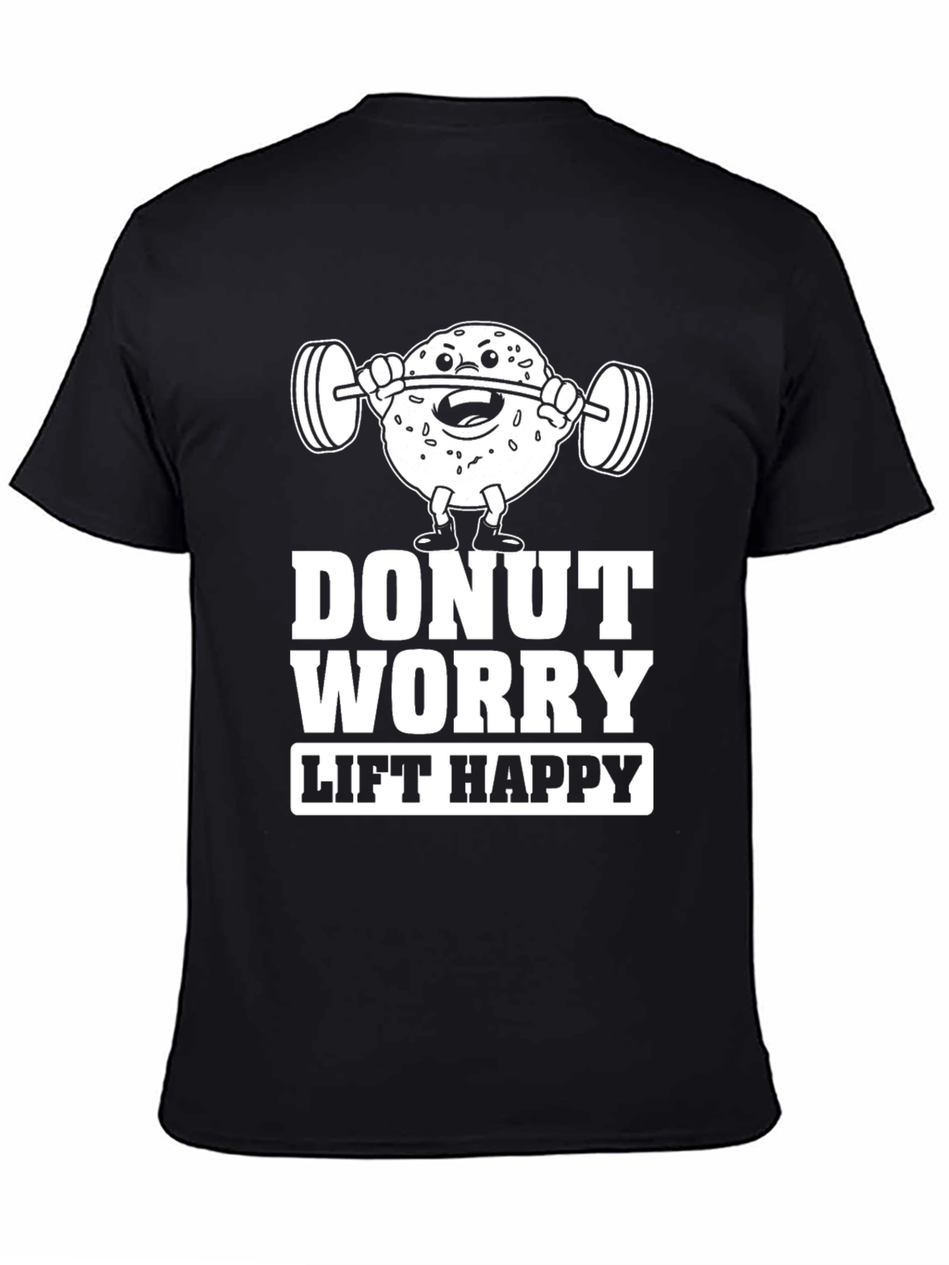 Black Donut Worry, Lift Happy Graphic T-Shirt view 4