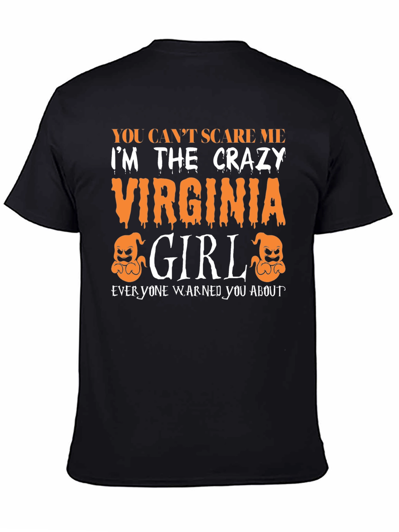 Black Crazy Virginia Girl Halloween T-Shirt view 4