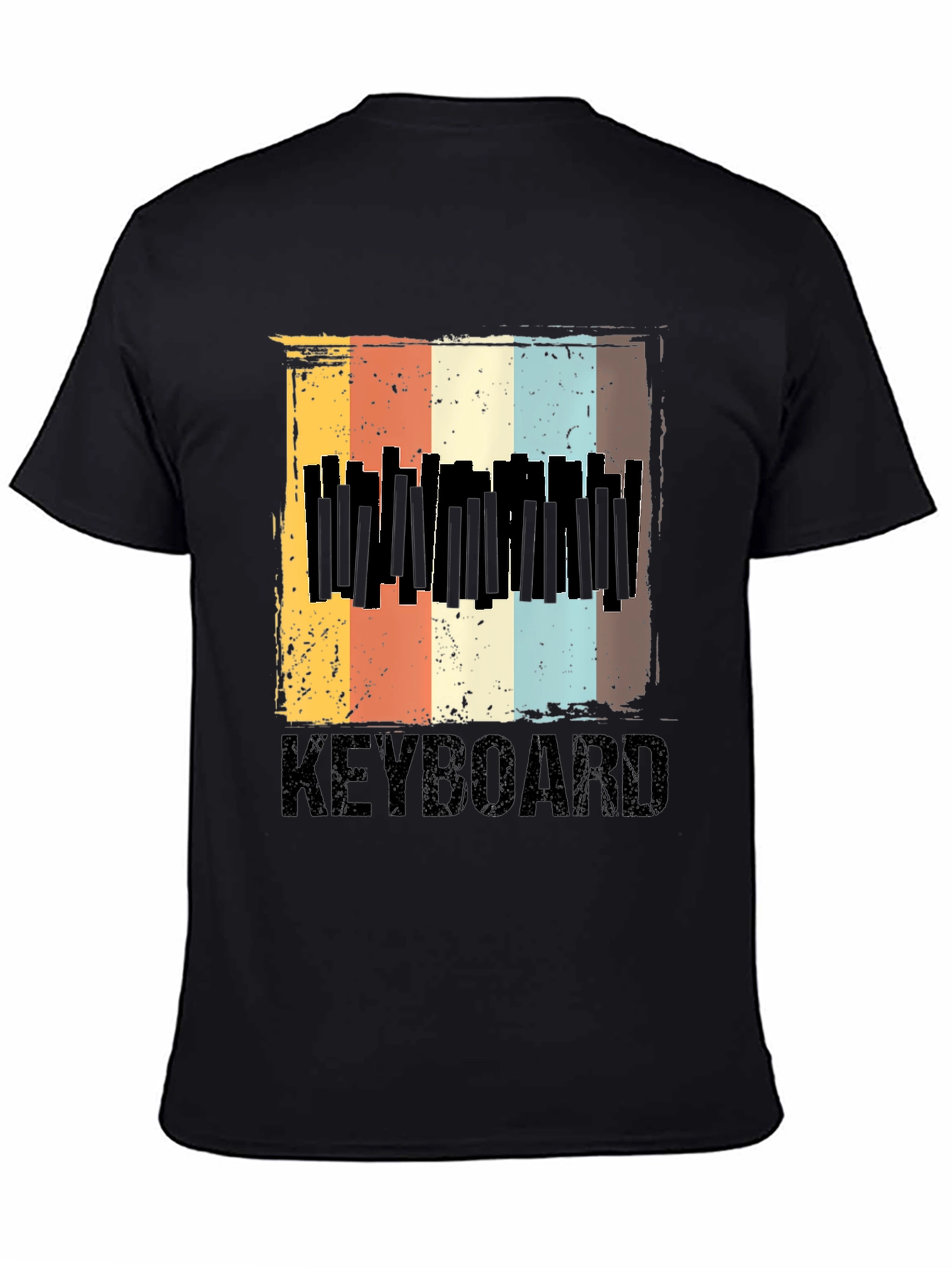 Black Vintage Keyboard T-Shirt - Retro Music Lover Tee view 4