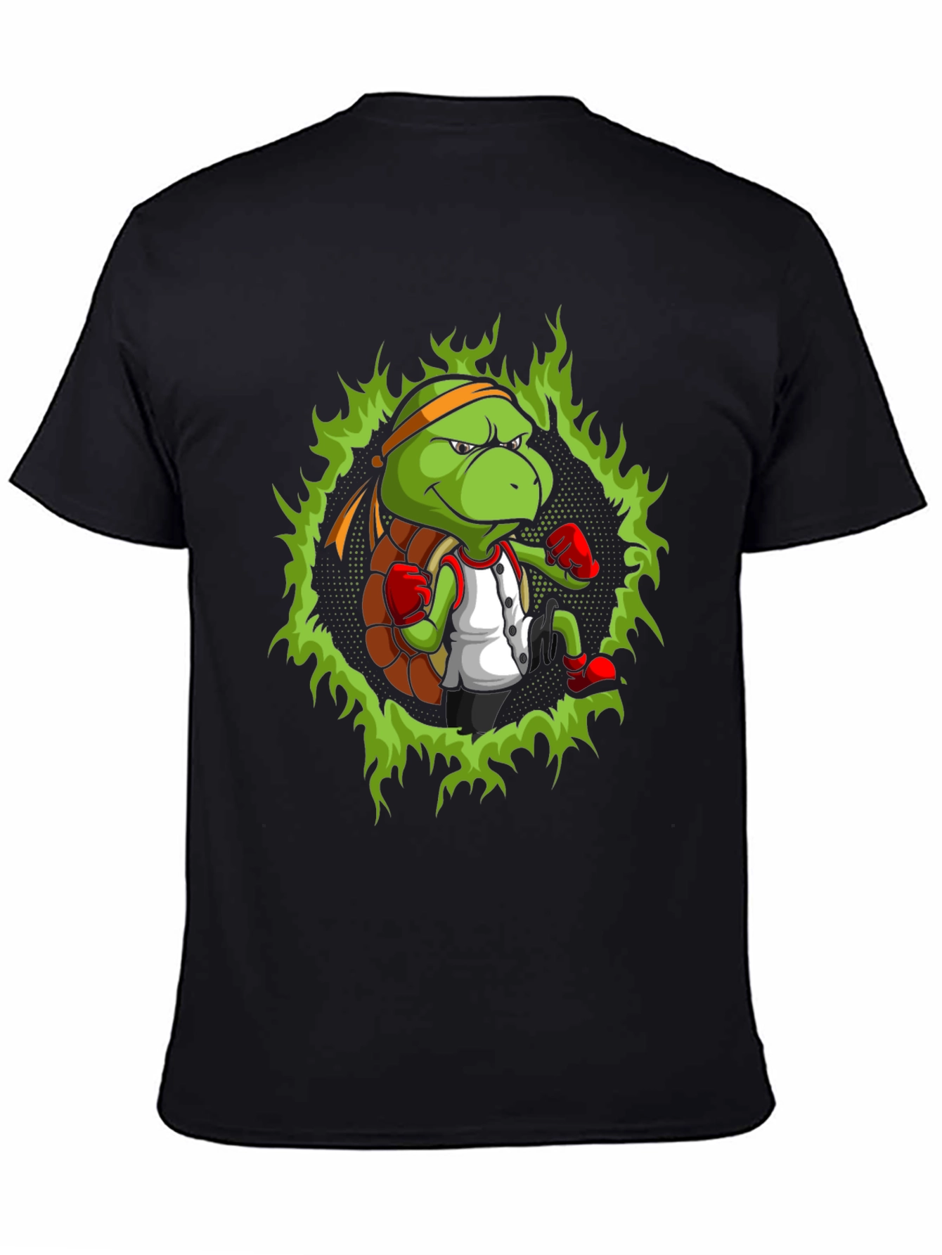 Black Turtle Ninja Boxer T-Shirt - Cool Cartoon Design view 4