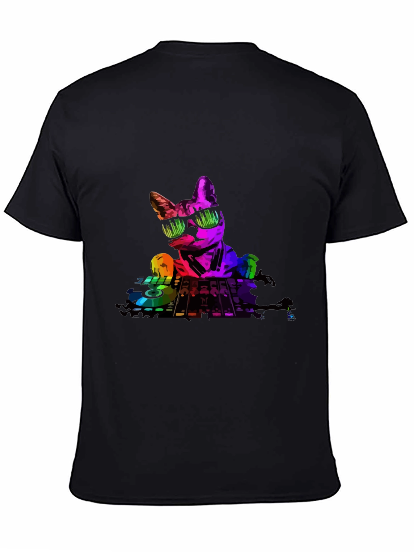 Black DJ Cat Graphic T-Shirt - Cool Music Lover Tee view 4