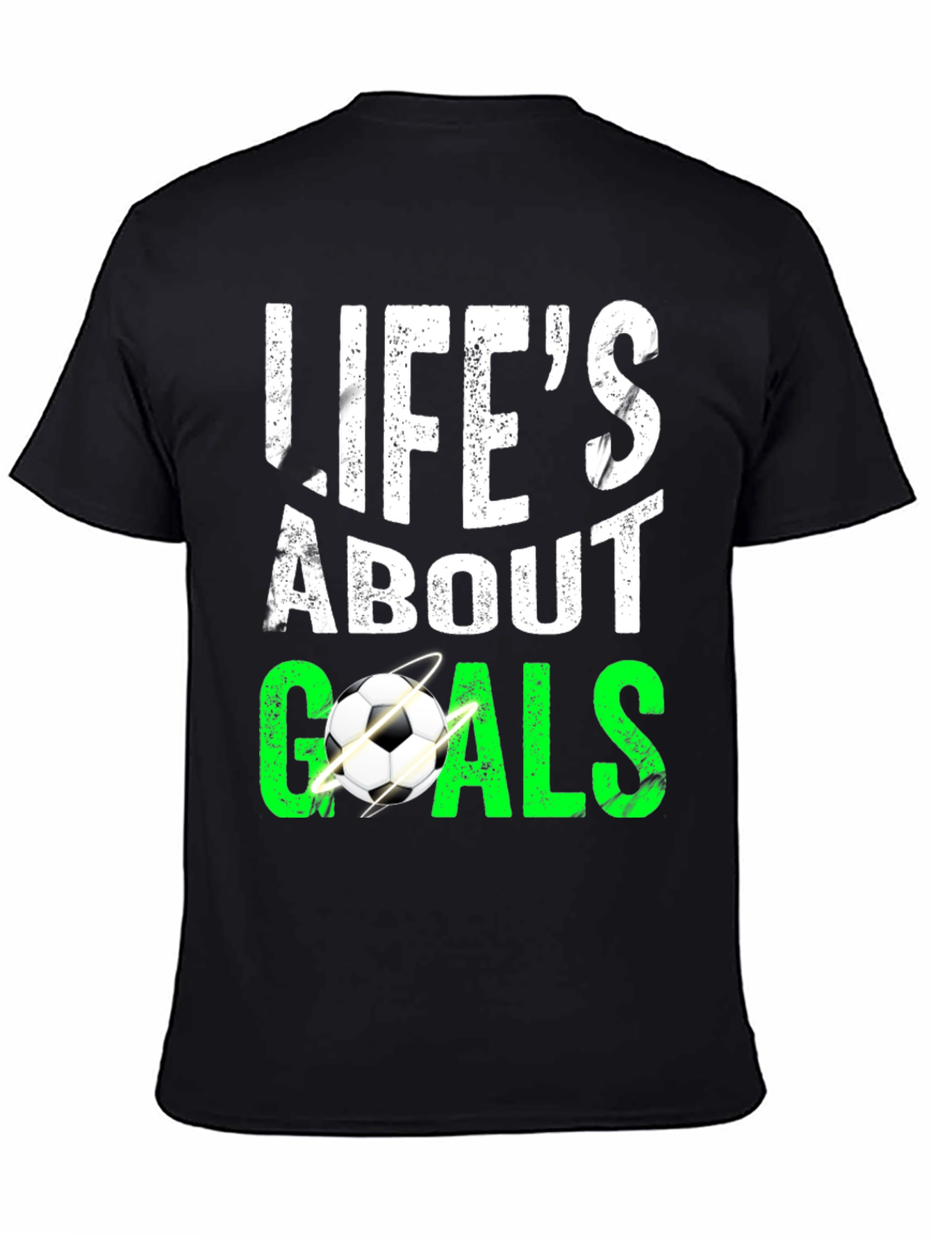 Black Life's About Goals Soccer Graphic T-Shirt view 4