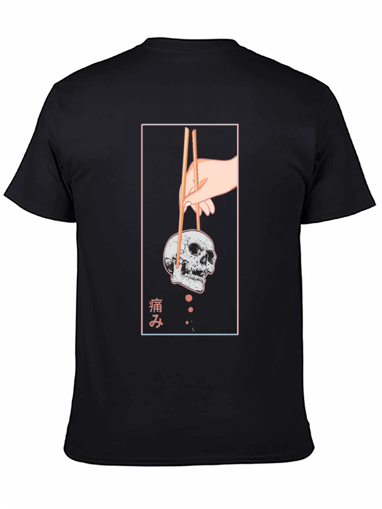 Black Skull Chopsticks Graphic Tee view 4
