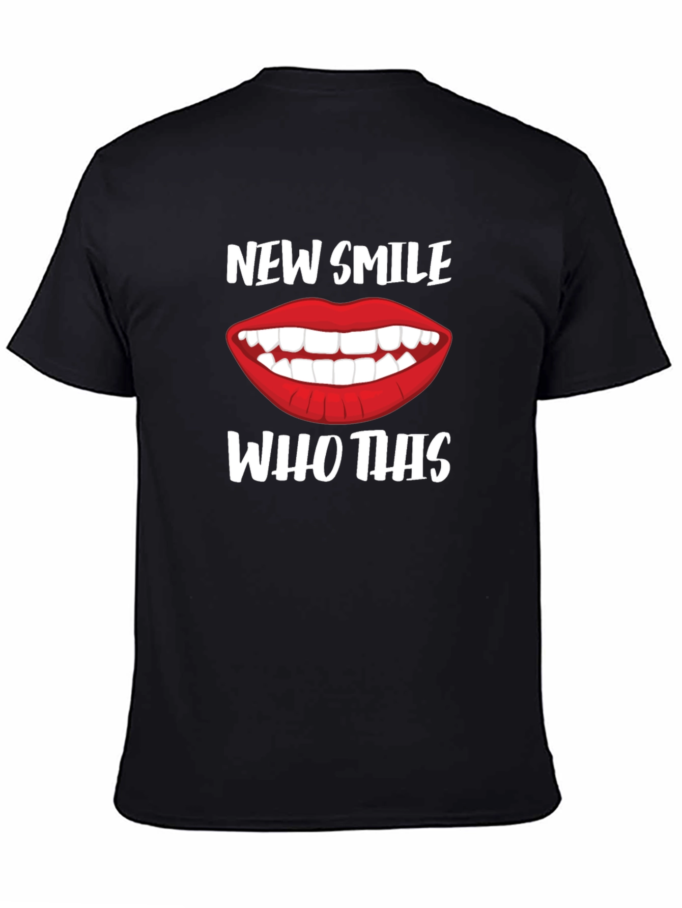 Black New Smile Who This T-Shirt | Funny Graphic Tee view 4