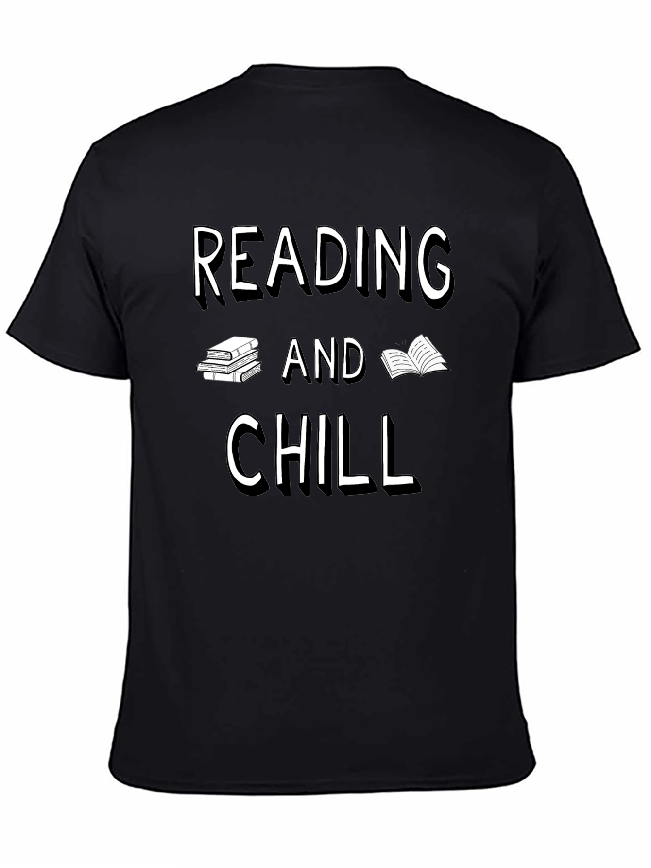Black Reading and Chill Graphic Tee - Black Cotton Shirt view 4