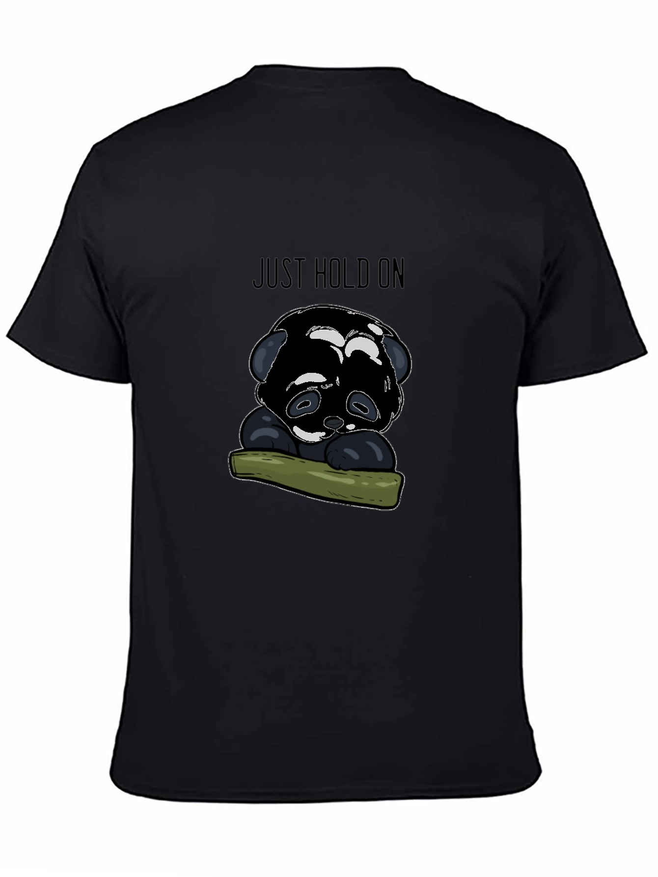 Black Just Hold On Panda T-Shirt - Comfort Fit view 4