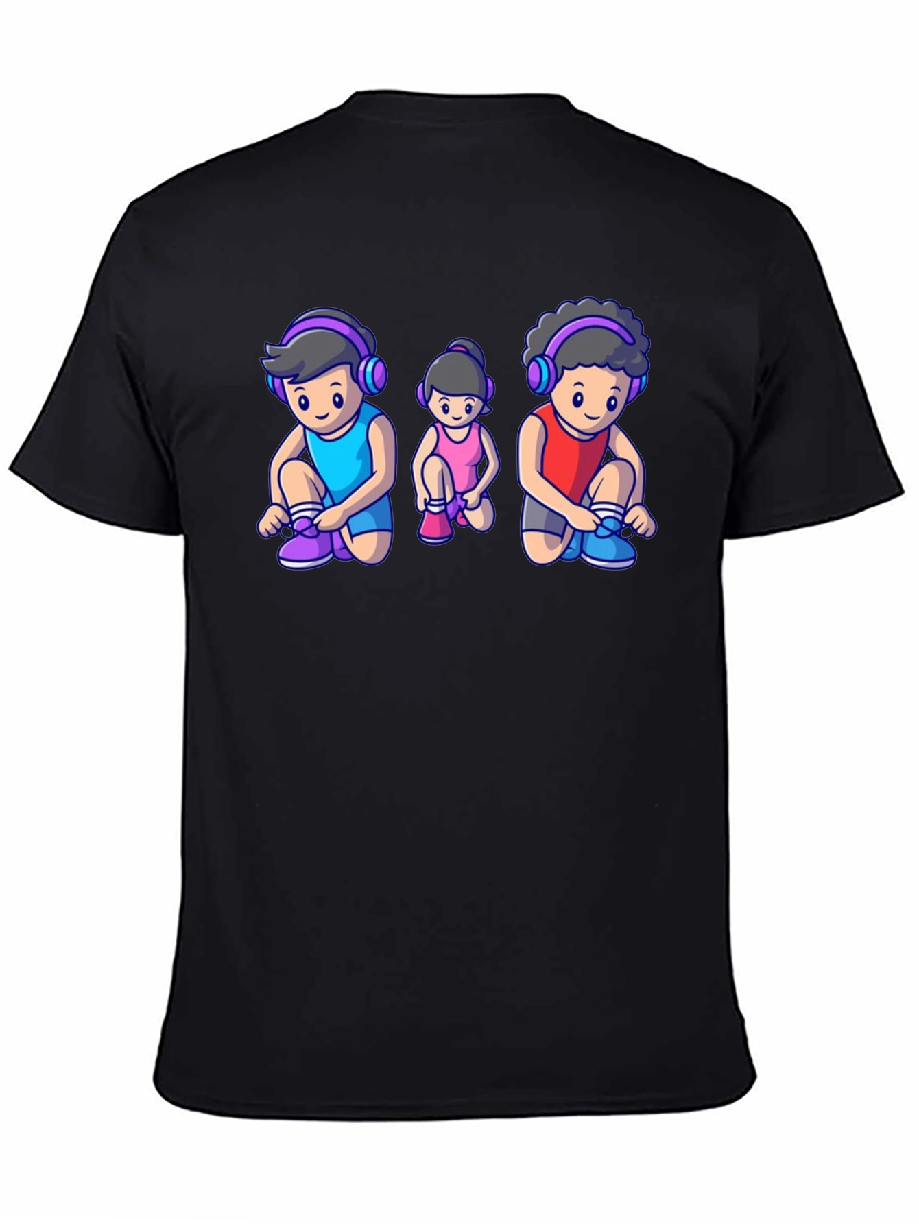 Black Cartoon Family Black T-Shirt view 4