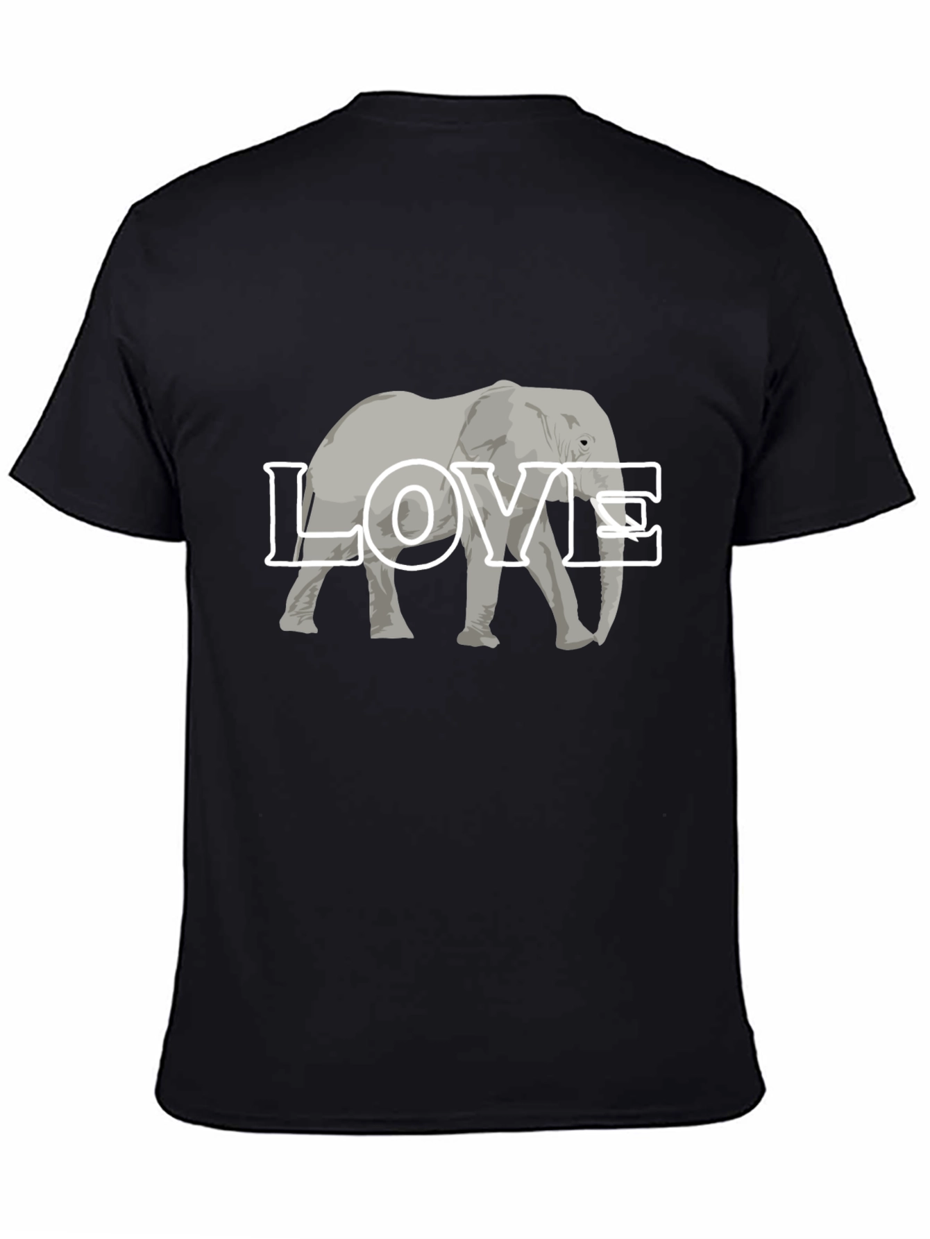 Black Elephant Love Graphic Tee - Black Cotton T-Shirt view 4