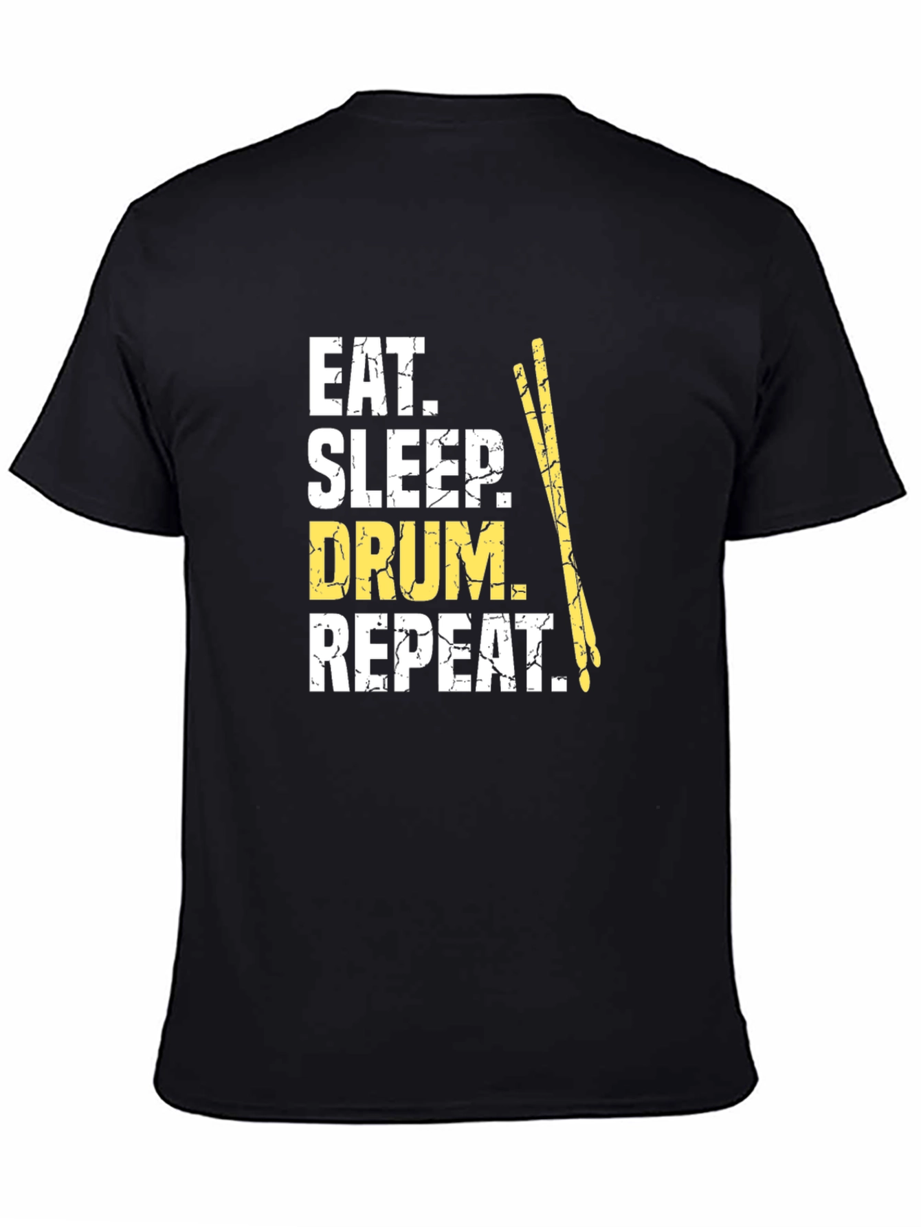 Black Eat Sleep Drum Repeat T-Shirt - Music Lover Tee view 4