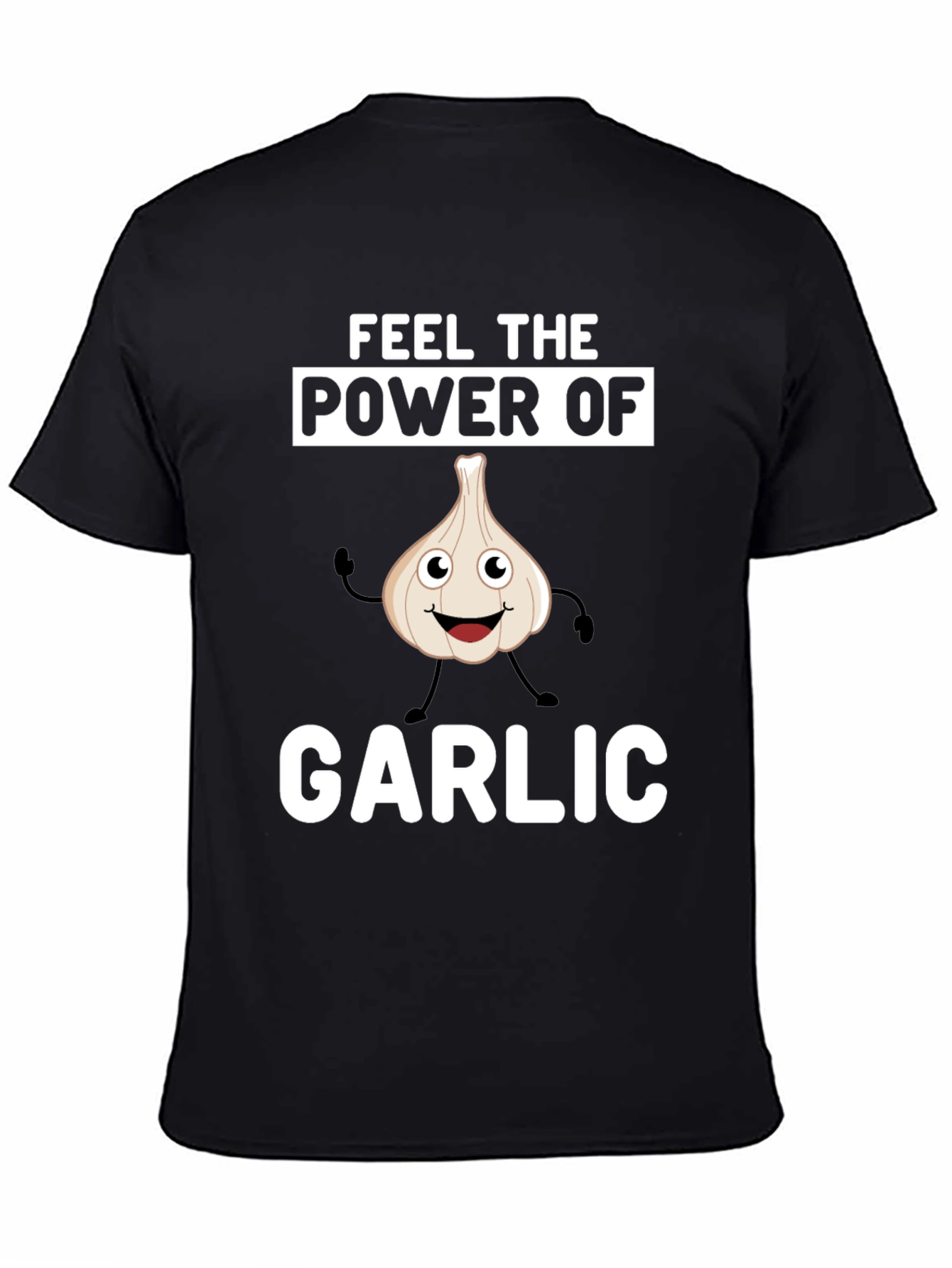 Black Funny Garlic Power T-Shirt view 4