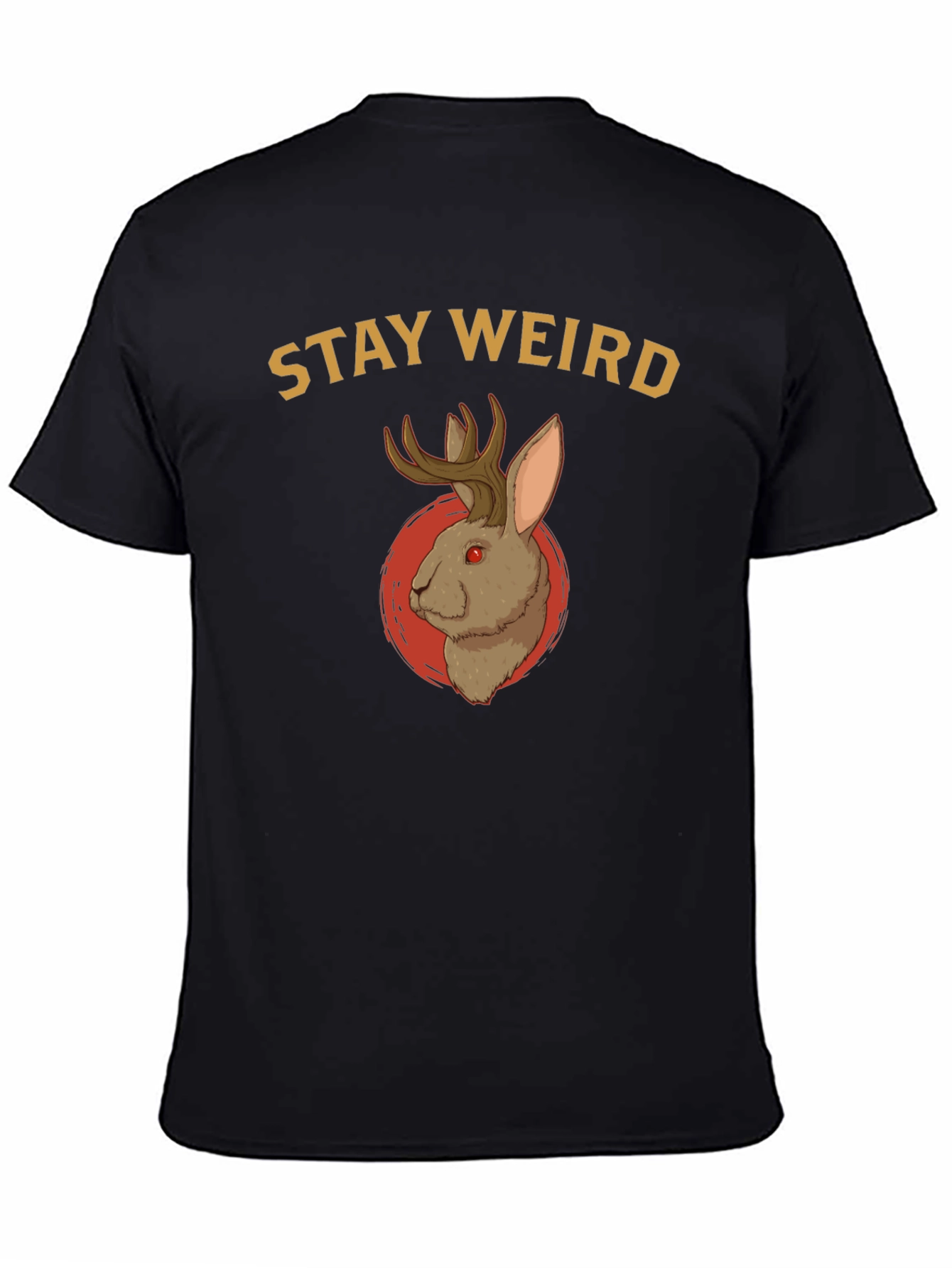 Black Stay Weird Jackalope T-Shirt - Novelty Graphic Tee view 4