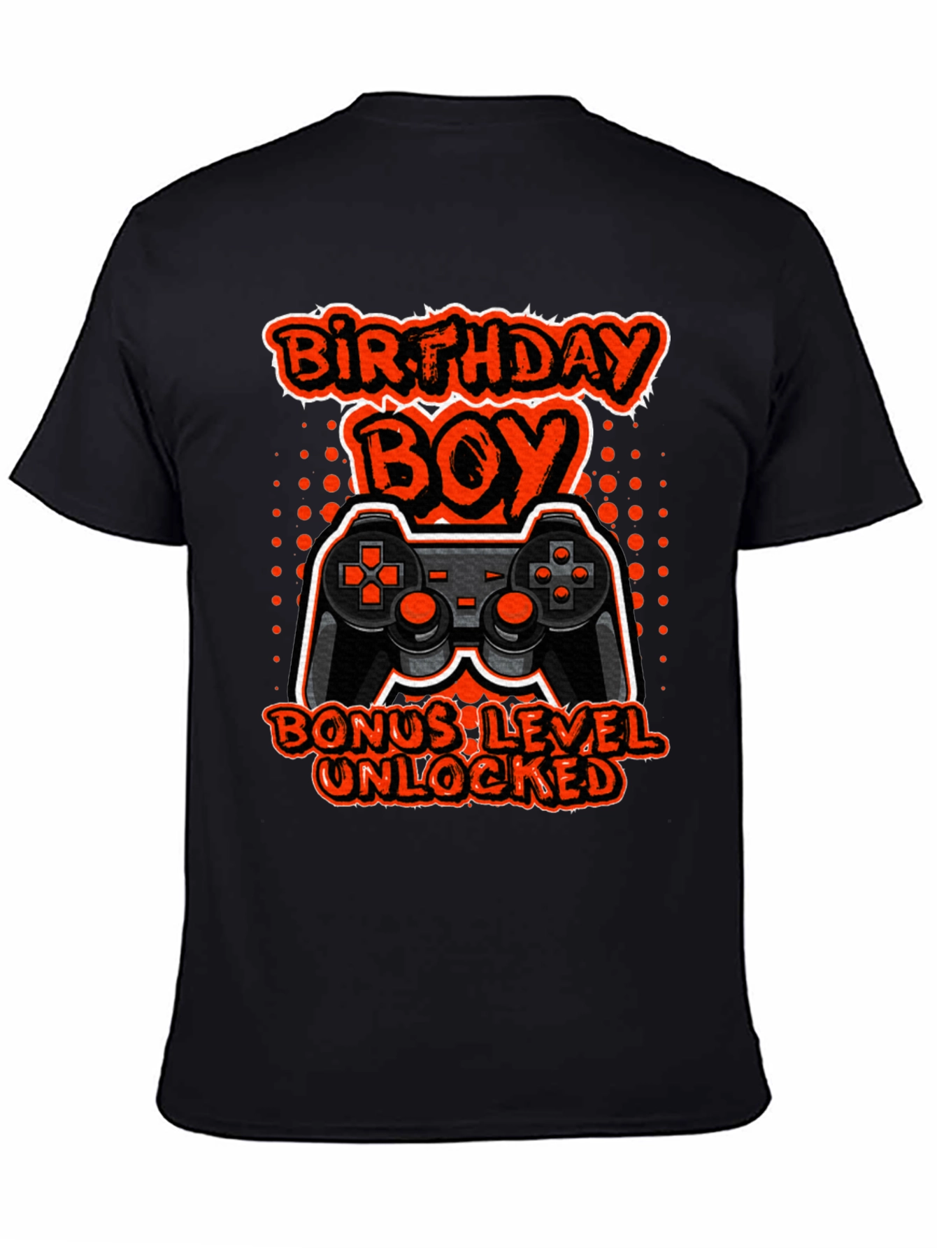 Black Birthday Boy Bonus Level Unlocked Gamer T-Shirt view 4