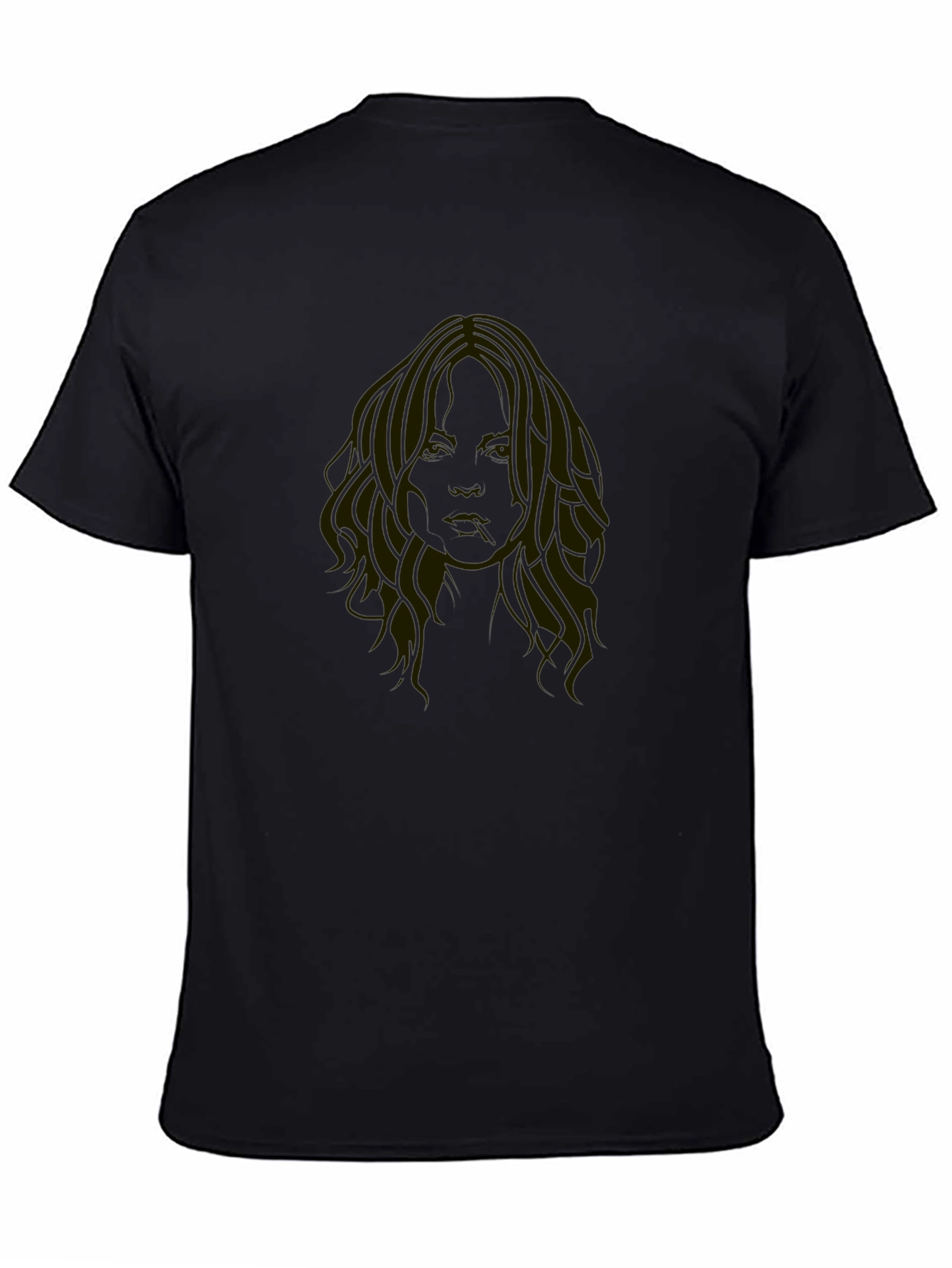 Black Black T-Shirt with Face Print view 4