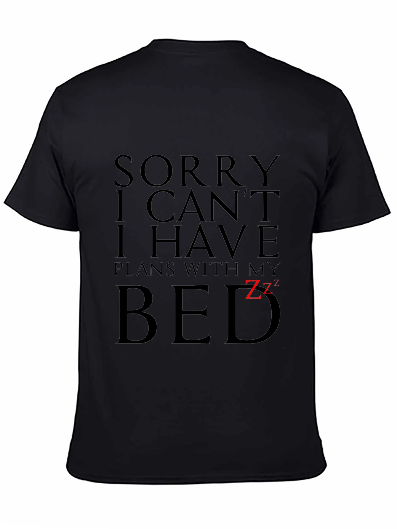 Black Funny "Plans With My Bed" Graphic Tee view 4