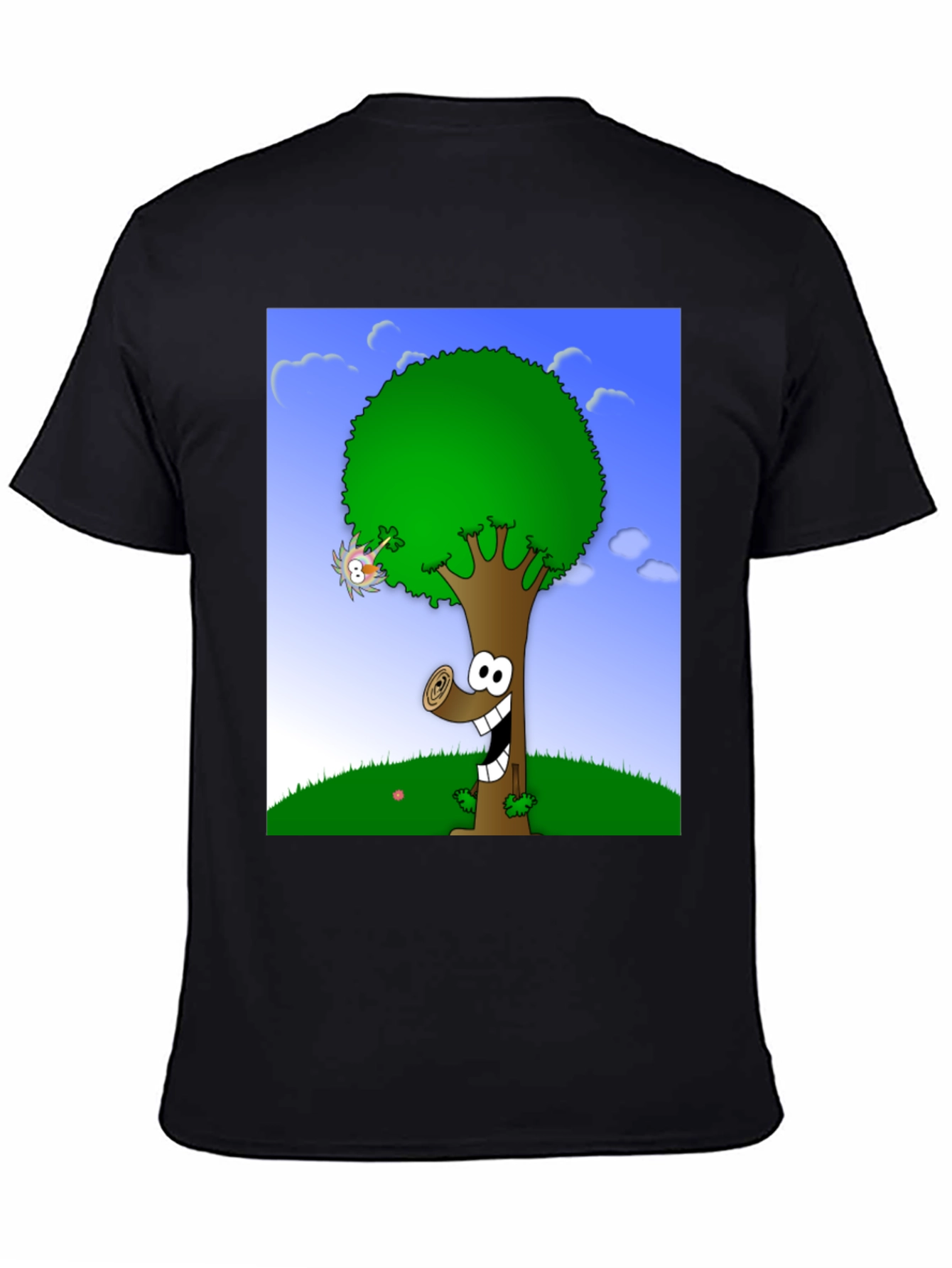 Black Cartoon Tree Graphic Tee view 4