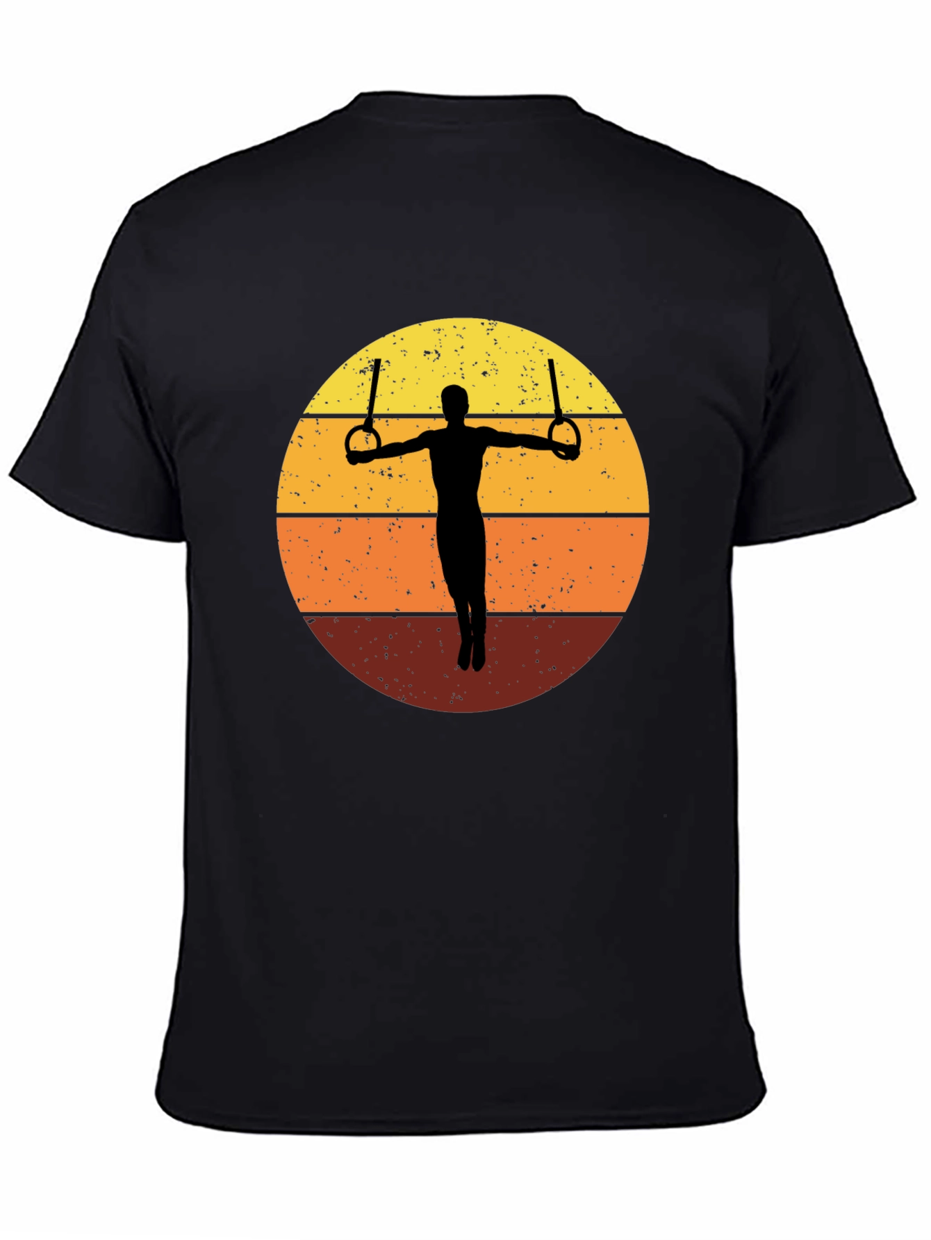 Black Gymnastics Rings T-Shirt Retro Sunset Graphic Tee view 4