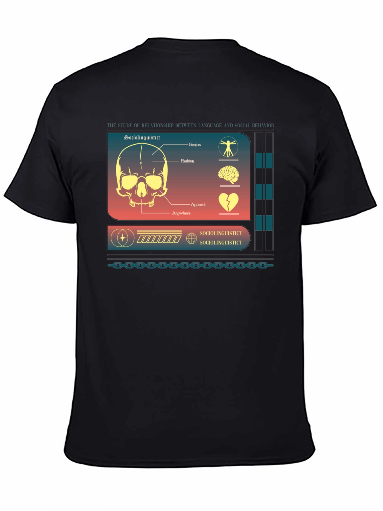 Black Sociolinguistic Diagram Graphic T-Shirt view 4