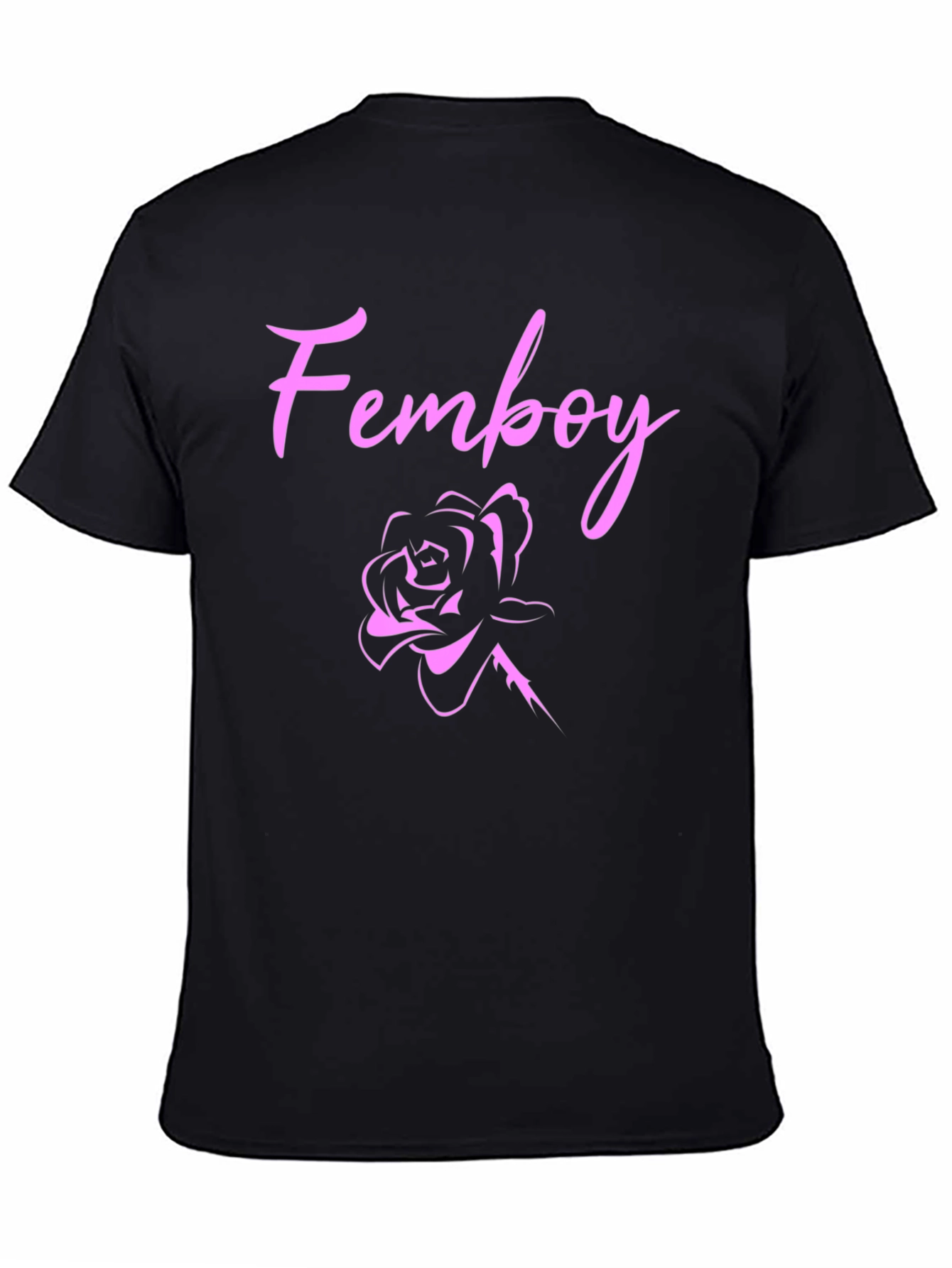 Black Femboy Rose Black T-Shirt view 4