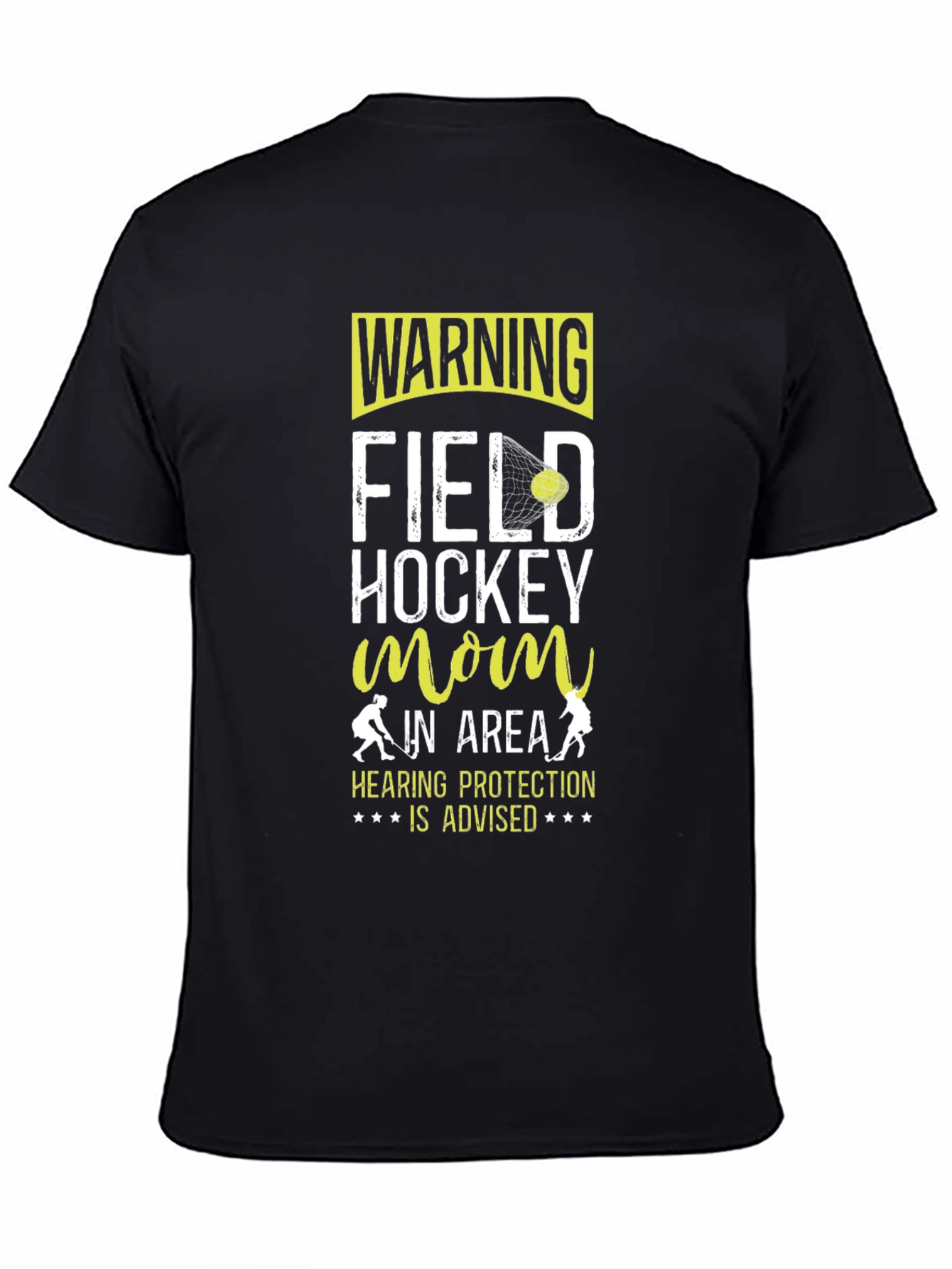 Black Field Hockey Mom Warning T-Shirt view 4