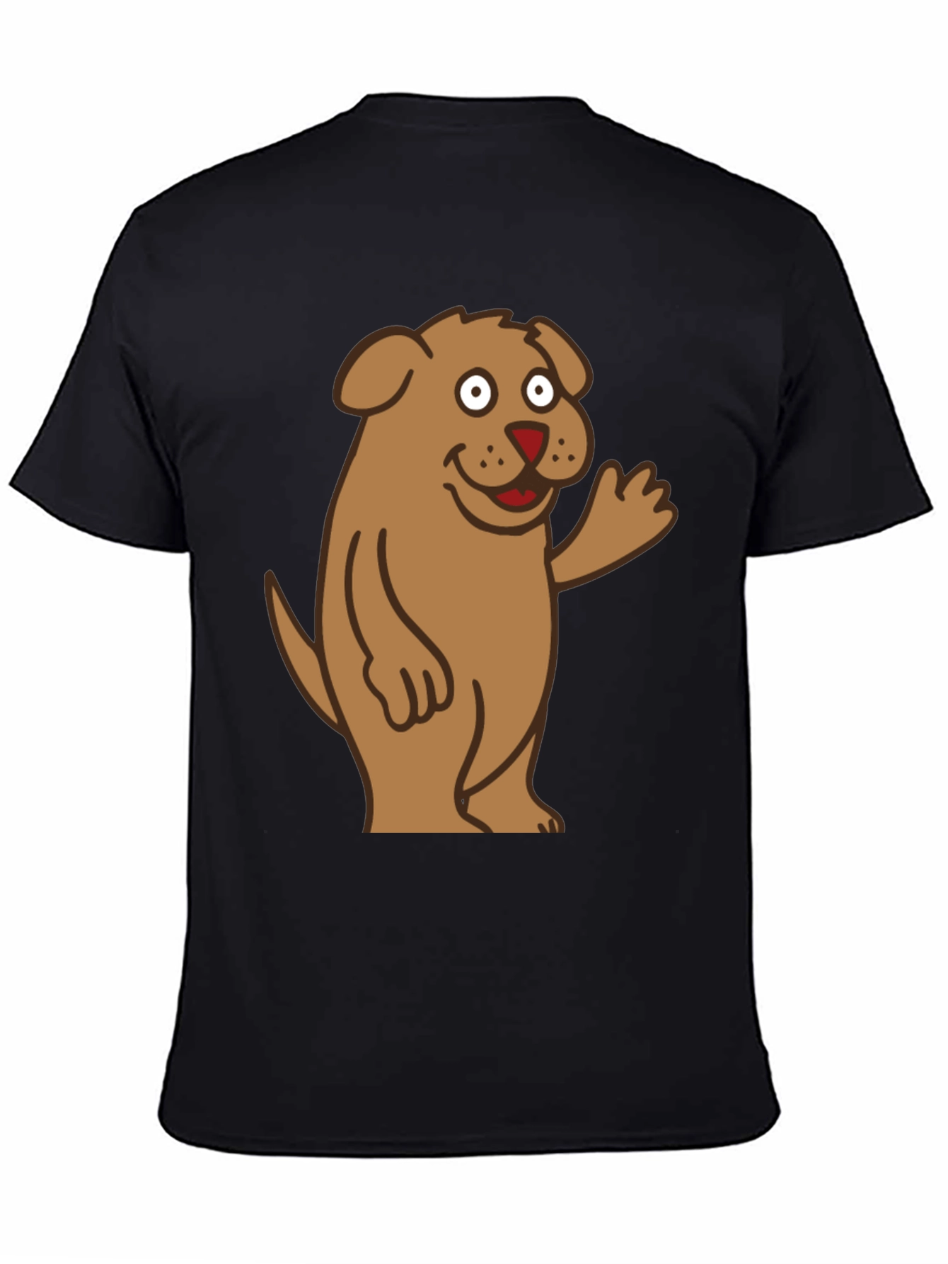 Black Funny Dog Cartoon Black T-Shirt view 4