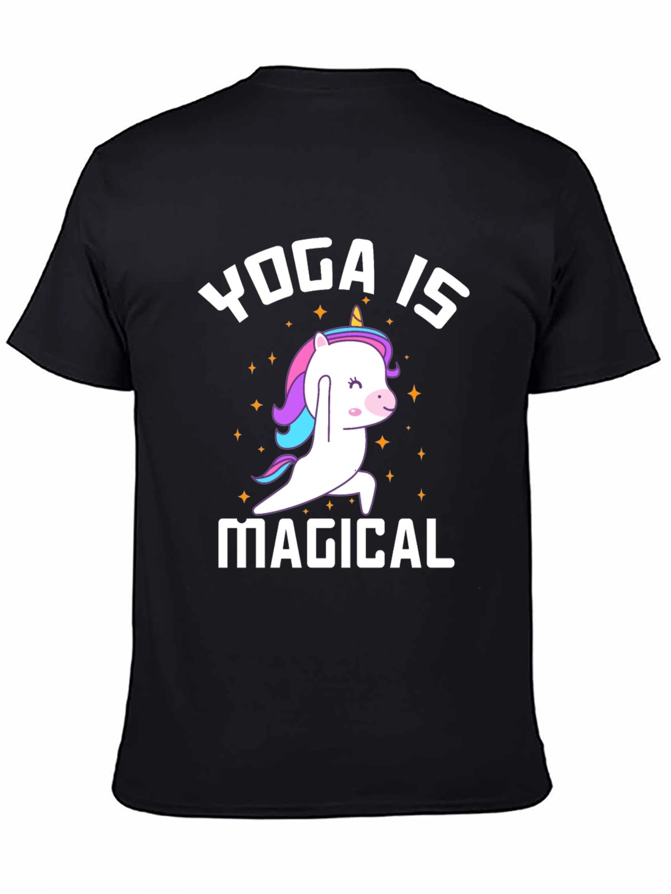 Black Yoga Is Magical Unicorn T-Shirt - Black Cotton Tee view 4