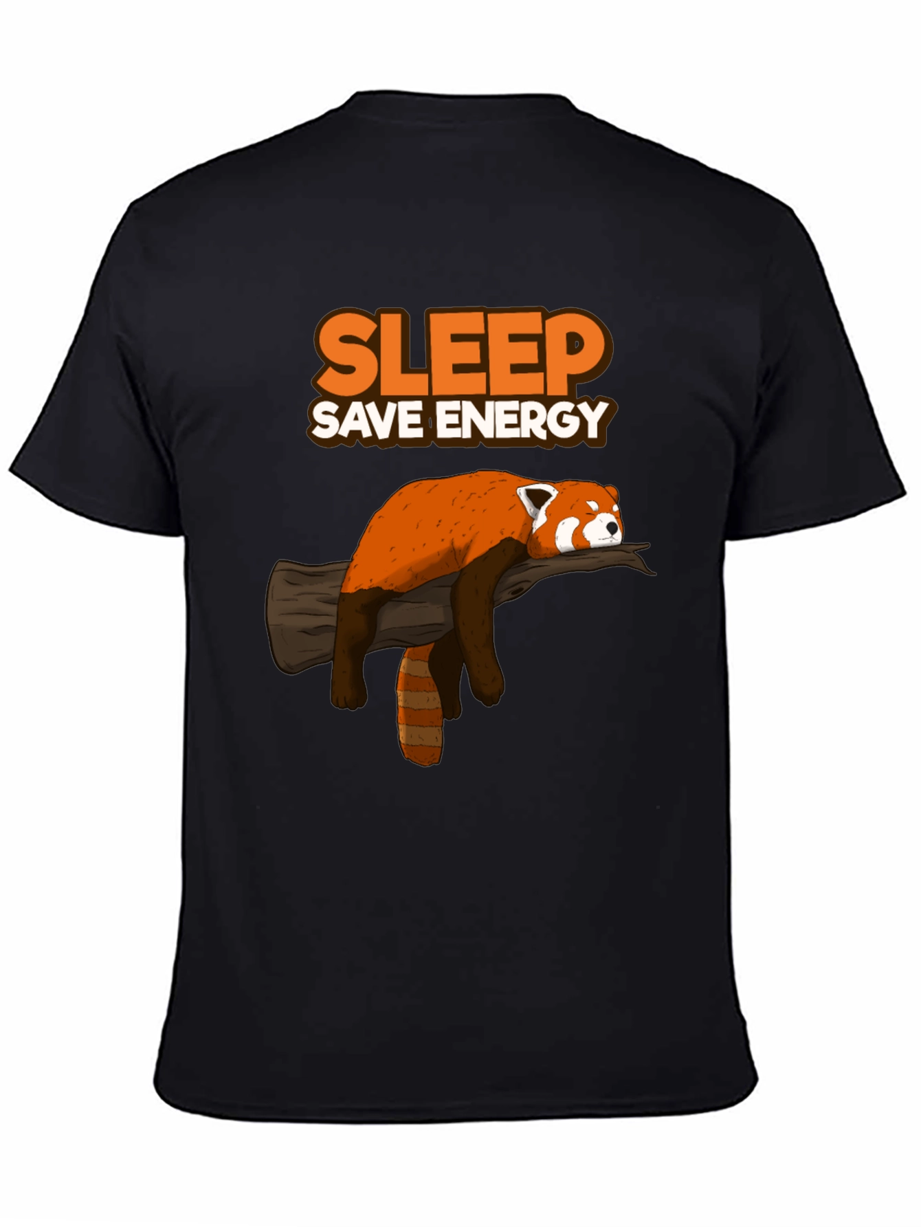 Black Sleep Save Energy Red Panda T-Shirt view 4