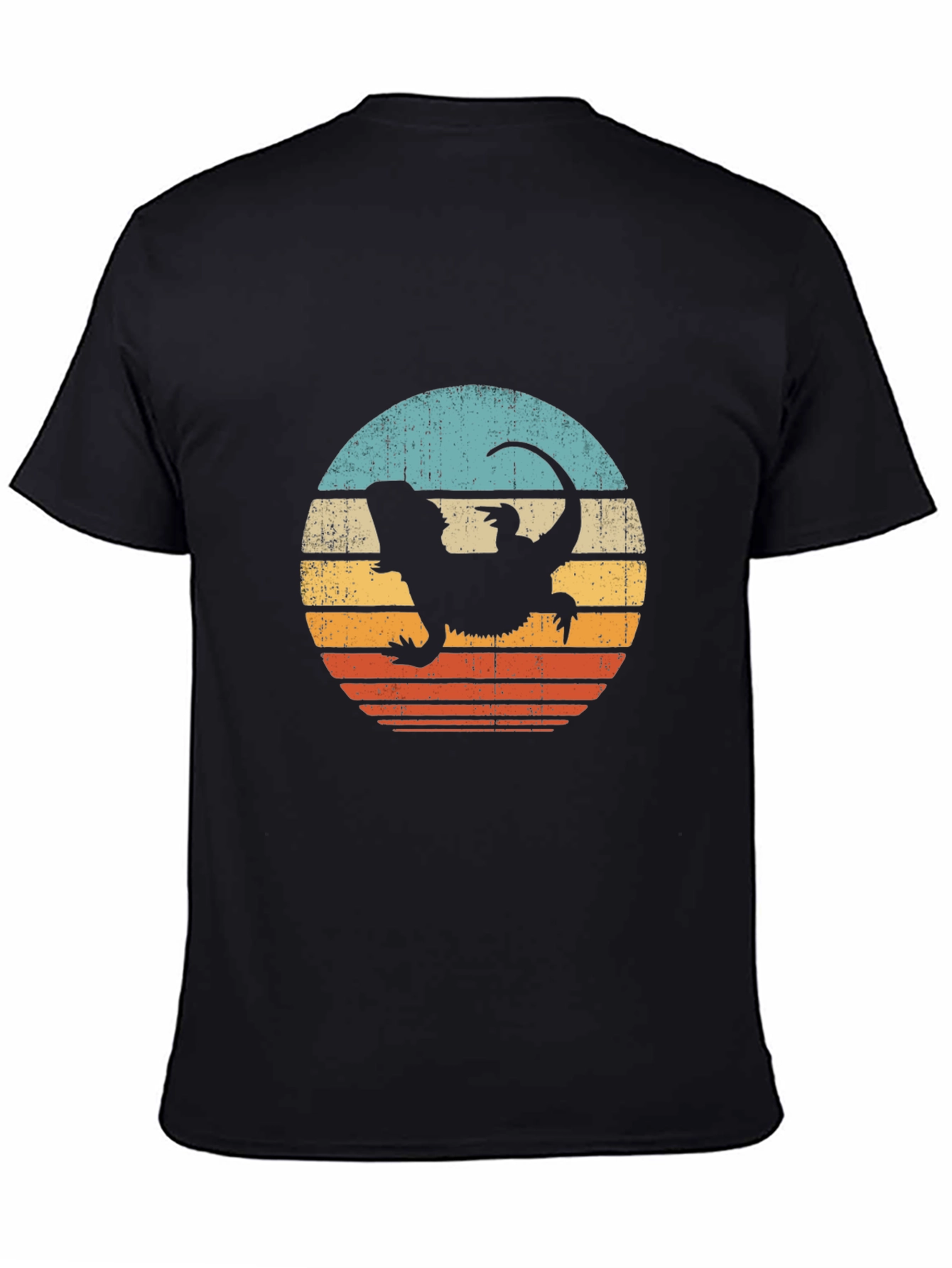 Black Retro Bearded Dragon Silhouette Graphic Tee view 4
