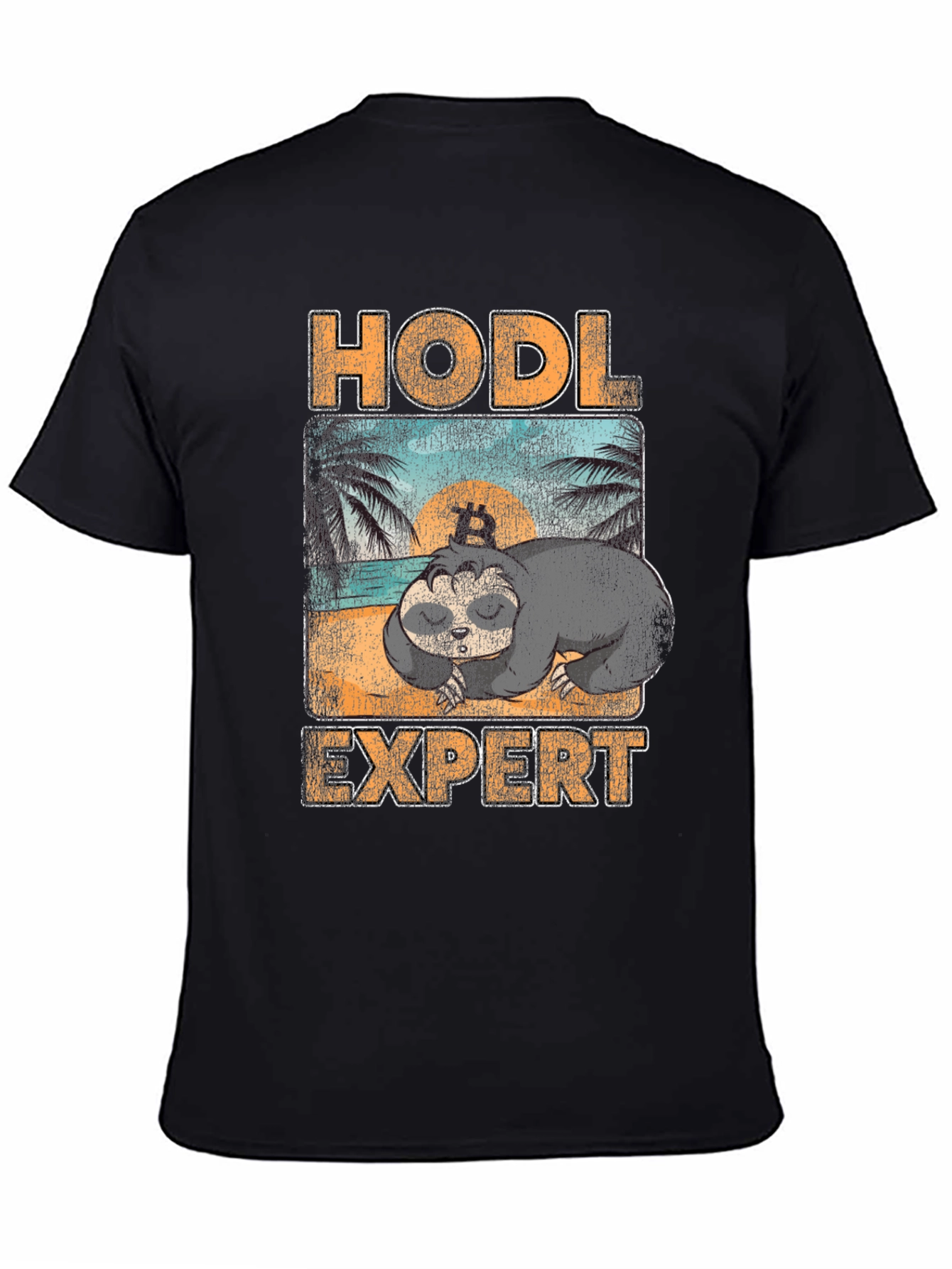 Black HODL Expert Sloth Bitcoin Crypto T-Shirt view 4