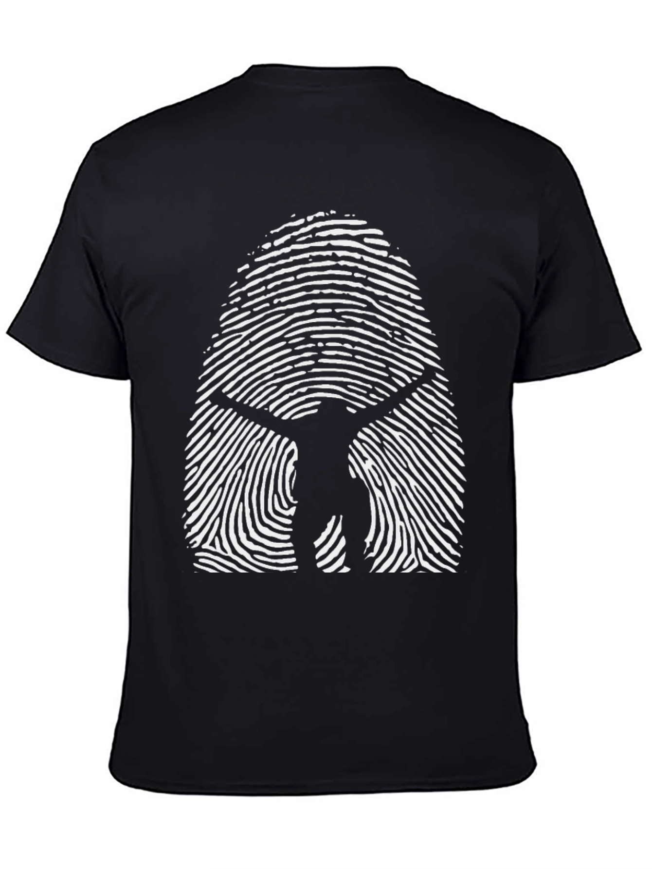 Black Vitruvian Man Fingerprint Graphic T-Shirt view 4