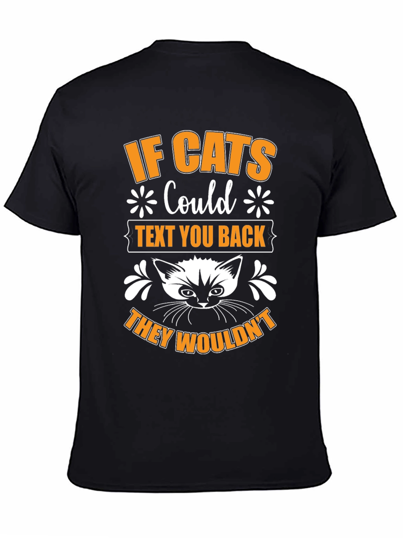 Black If Cats Could Text Black Graphic T-Shirt view 4