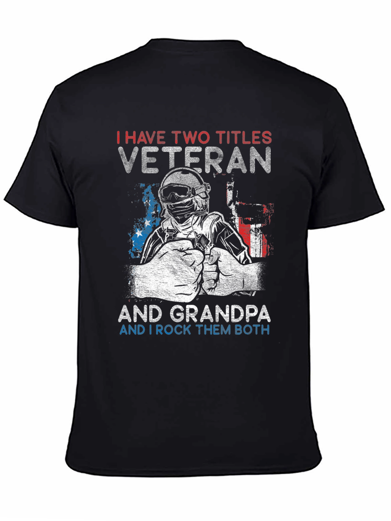 Black Veteran Grandpa Graphic Tee - Two Titles, One Awesome Shirt view 4