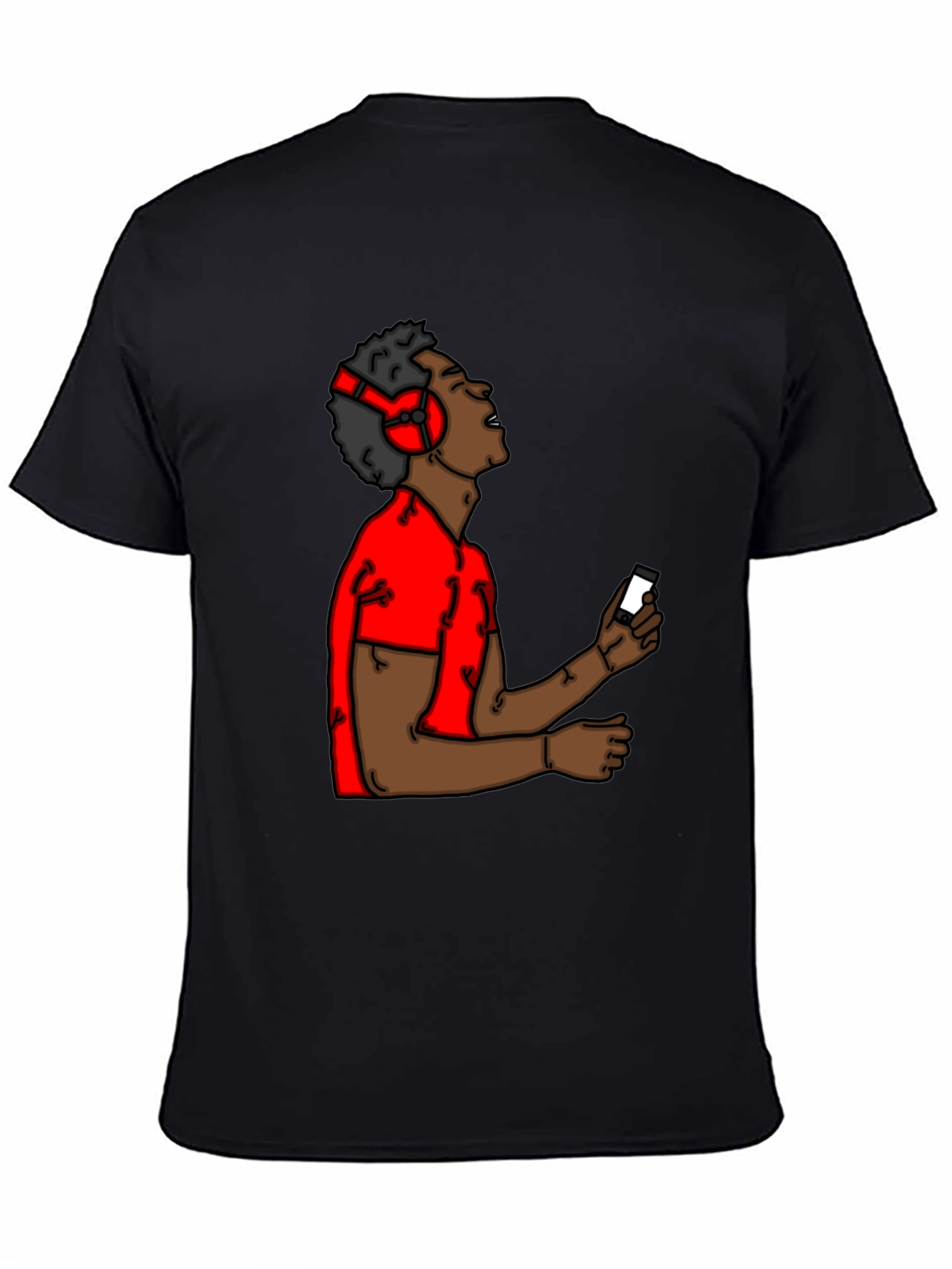 Black Cartoon Music Lover Black T-Shirt view 4